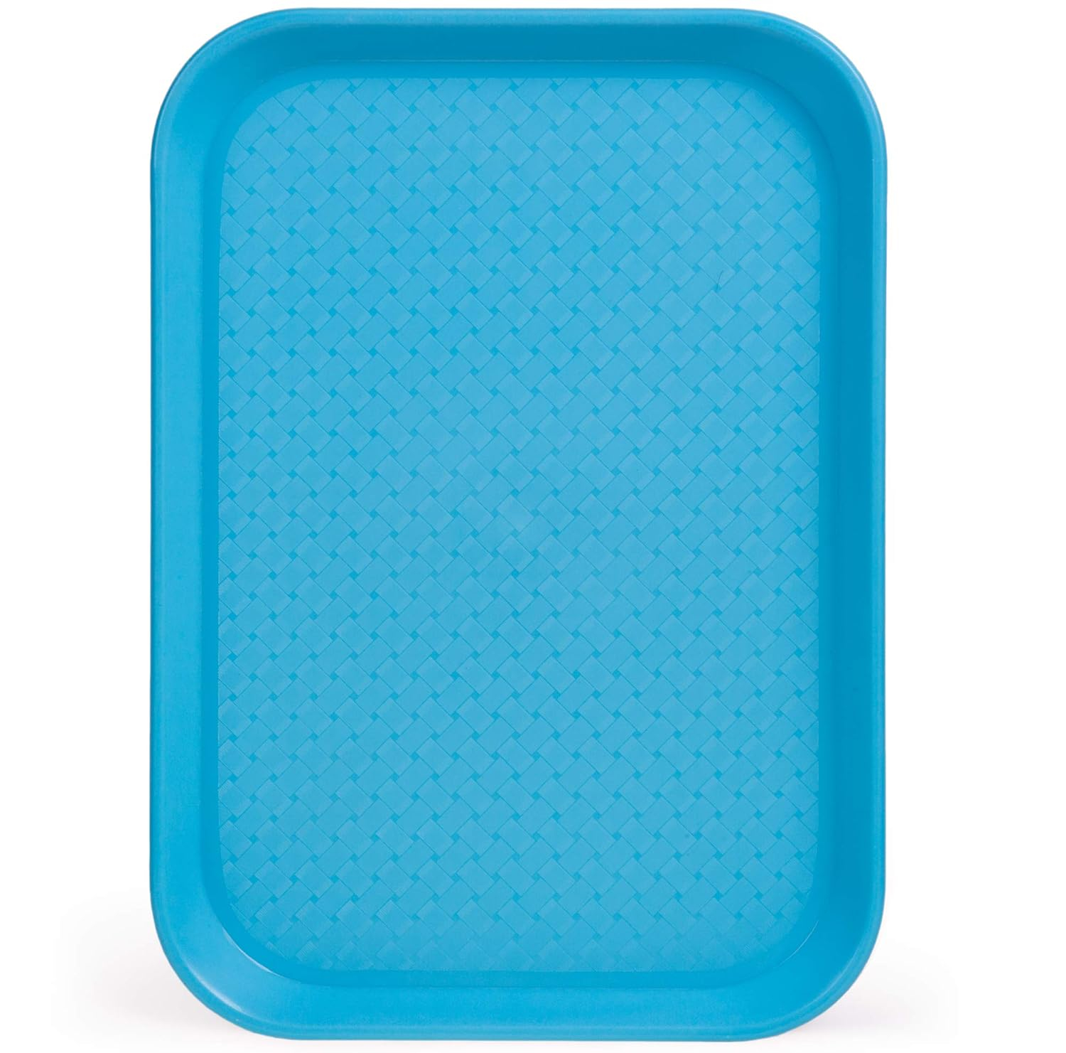 Fast Food Cafeteria Tray | 10 x 14 Rectangular Textured Plastic Food Serving TV Tray | School Lunch, Diner, & Commercial Kitchen Restaurant Equipment (Blue)