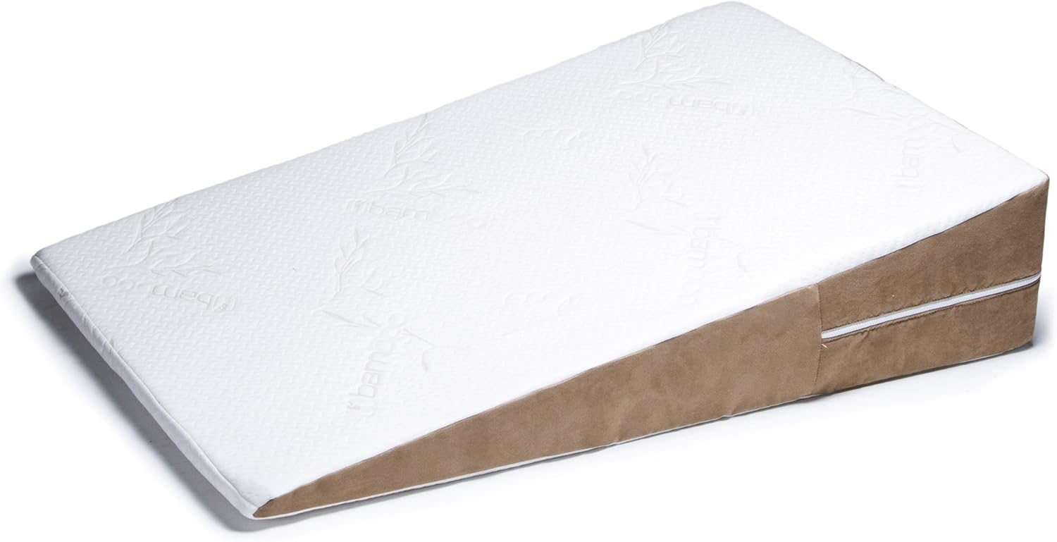 Extra Large White and Camel Memory Foam Wedge Pillow