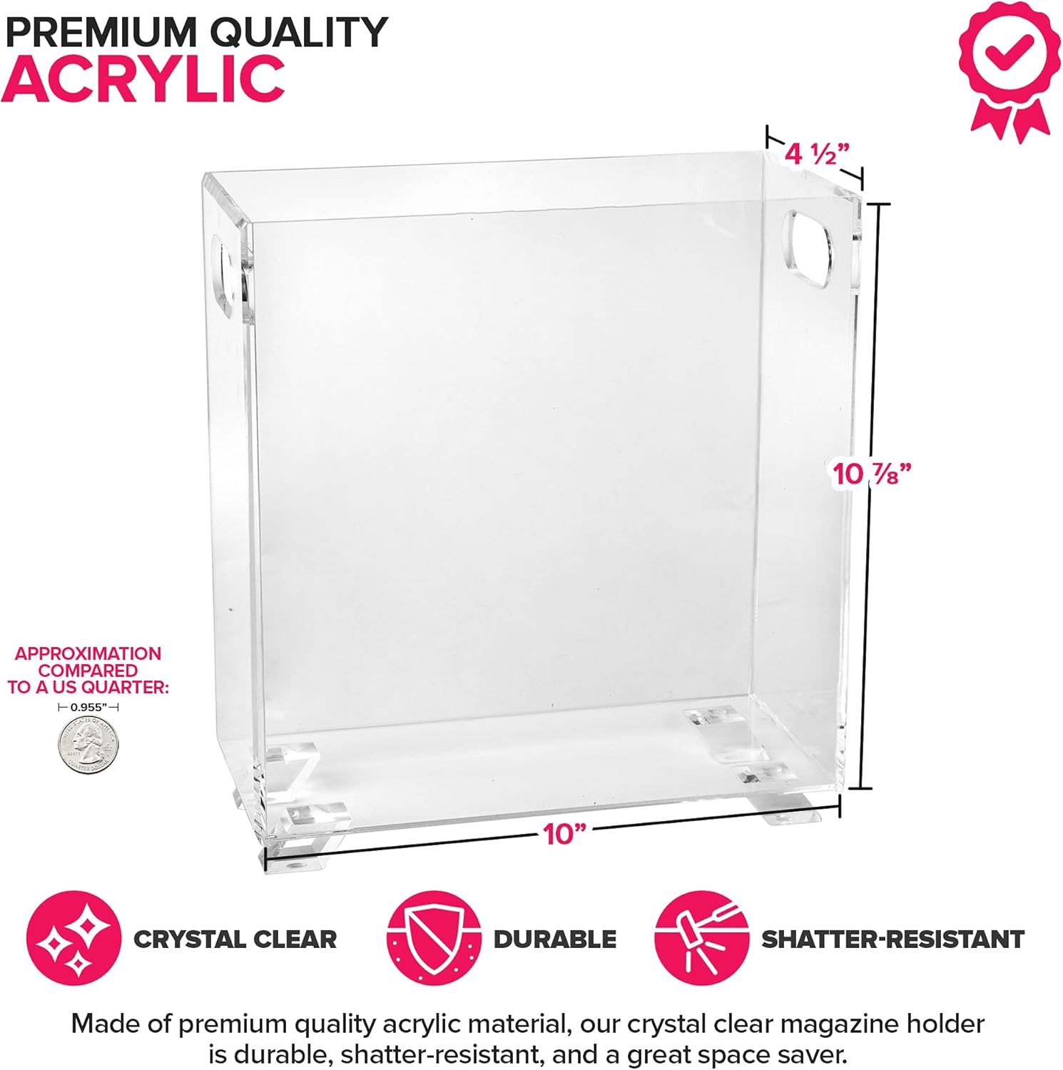 Stock Your Home Crystal Clear Acrylic Magazine Holder
