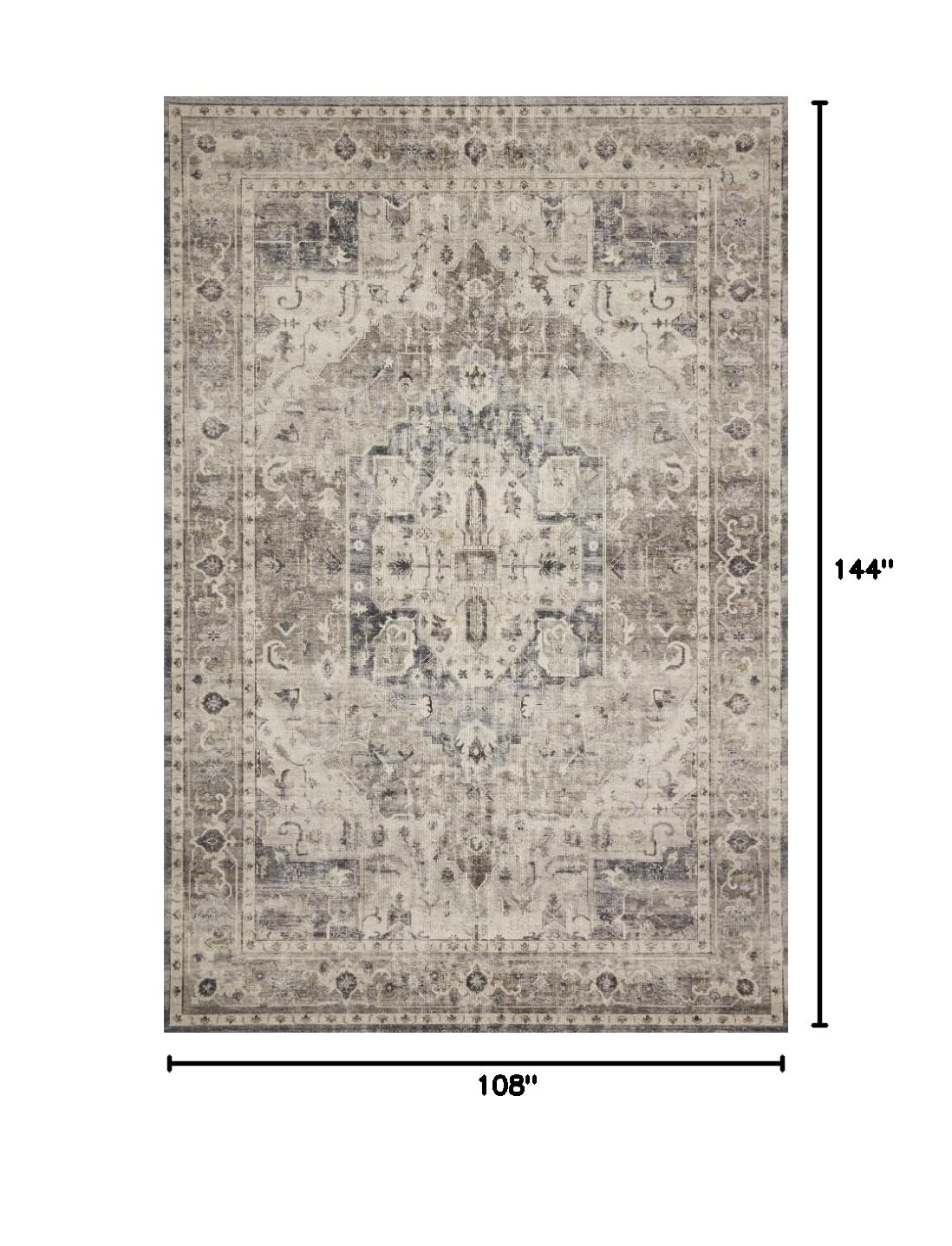 Loloi II Hathaway Printed Oriental Steel / Ivory Area Rug