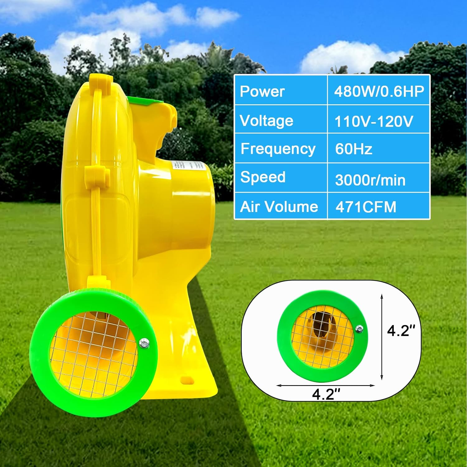 Yellow and Green Lightweight Corded Electric Handheld Air Blower