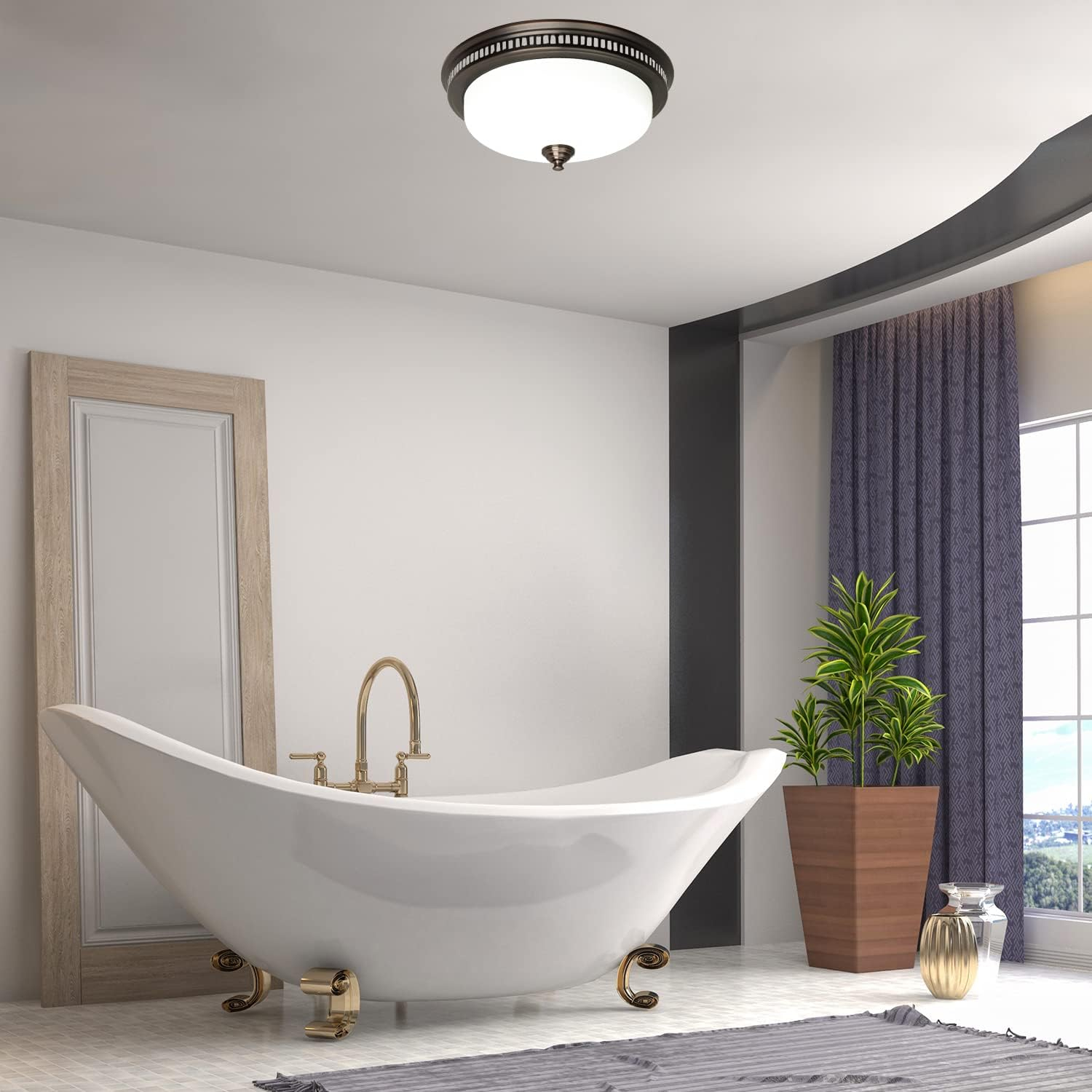 Akicon Ultra Quiet Bathroom Exhaust Fan with LED Light and Nightlight 110CFM 1.5 Sone Oil Rubbed Bronze Finish Bright White