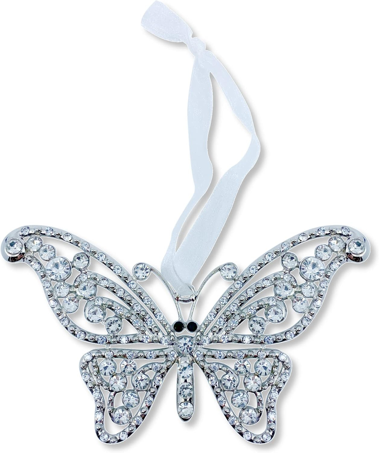 Crystal Butterfly Hanging Ornament for Christmas Tree, 4.75"