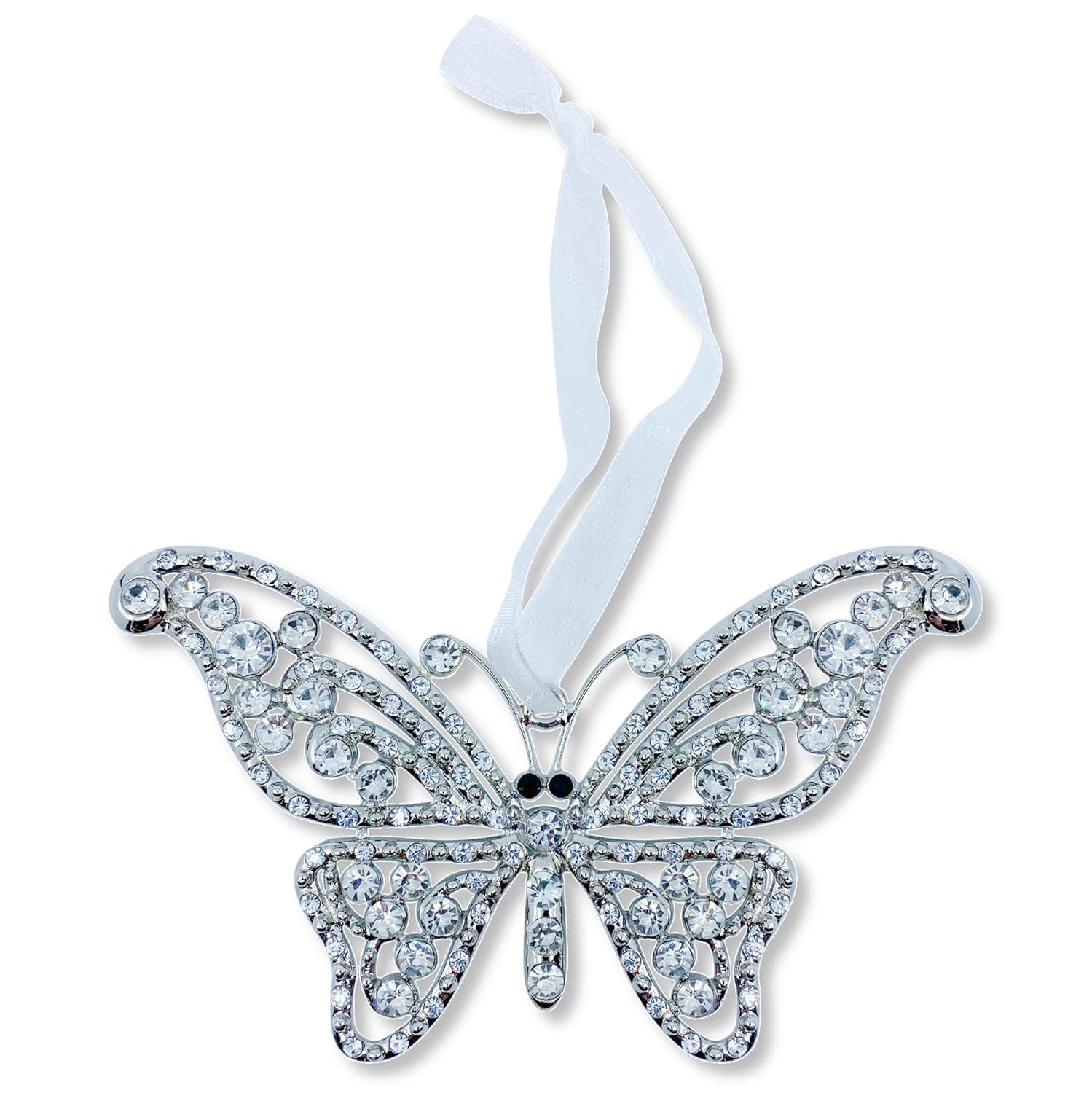 Crystal Butterfly Hanging Ornament for Christmas Tree, 4.75"