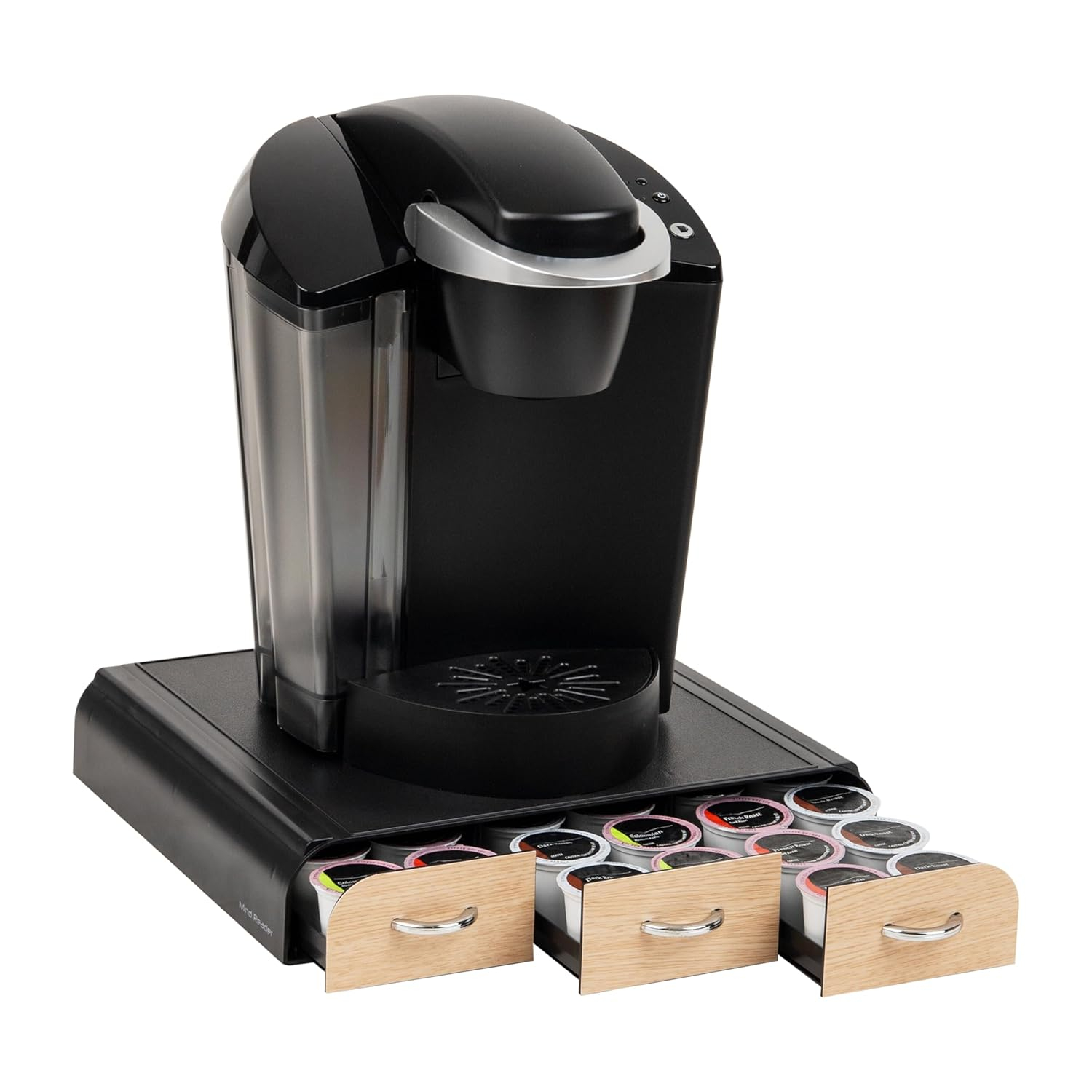 Mind Reader 36 Capacity 'Anchor' Triple Drawer Single Serve Coffee Pod Holder Drawer, Black with Brown Wood Veneer, Brown