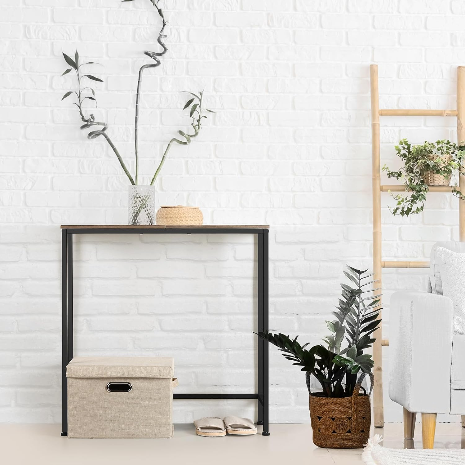 HOOBRO Narrow Console Table 29.5" Entryway Small Sofa Side Display Hallway Bedroom Foyer Black BK75XG01