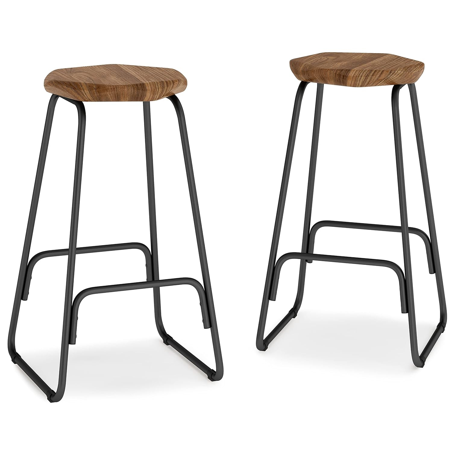 Orson Industrial Metal Saddle Counter Height Stool (Set of 2) in Natural