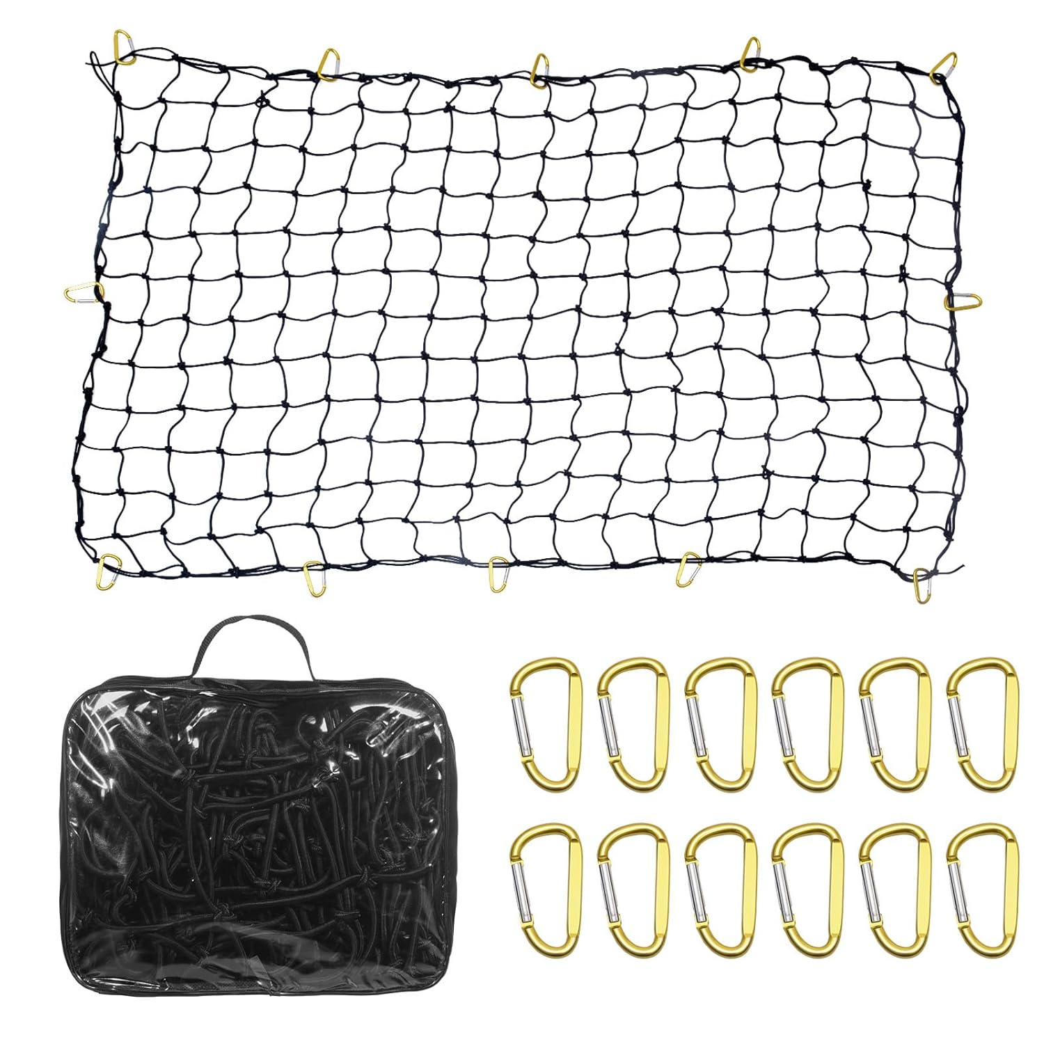 Cargo Net, 72 in. x 48 in., Heavy Duty Bungee Cargo Netting, 4 ft. x 6 ft., Rope, Stretches to 7.2 ft. x 10.8 ft.