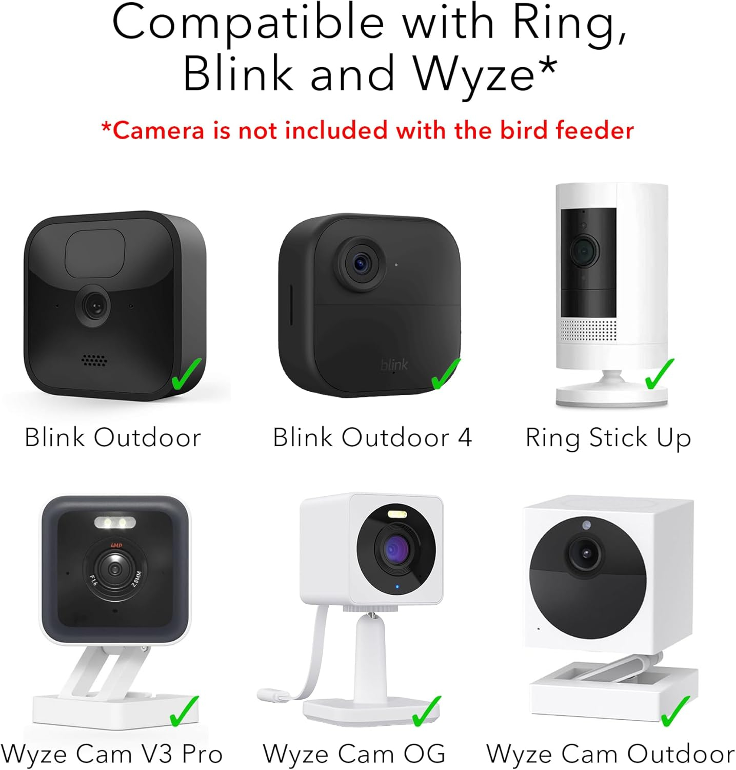 Wasserstein Bird Feeder Camera Case Compatible with Blink, Wyze, and Ring Cam - Bird Feeder for Bird Watching with Your Security Cam - (Camera NOT Included)