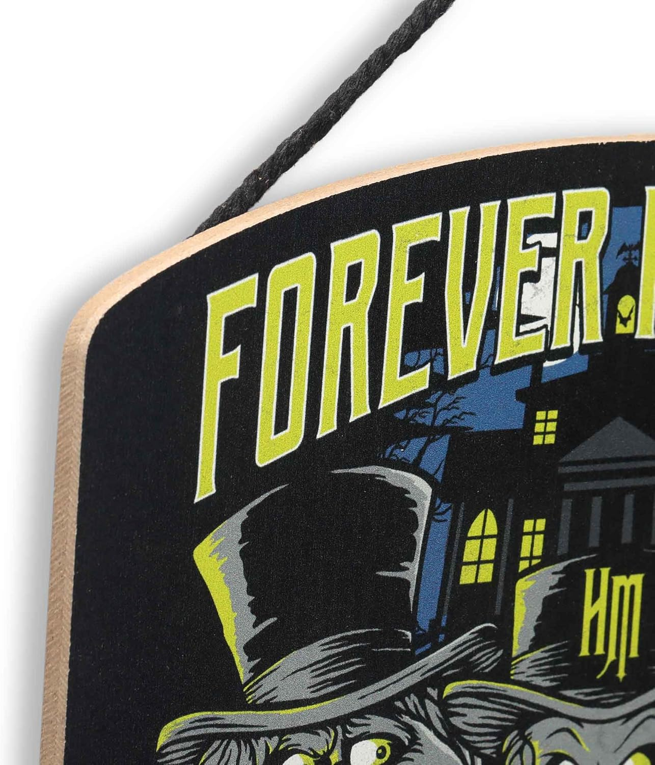 Disney Haunted Mansion Forever Haunted Hanging Wood Wall Decor - Spooky Hitchhiking Ghosts Sign for Halloween Decor
