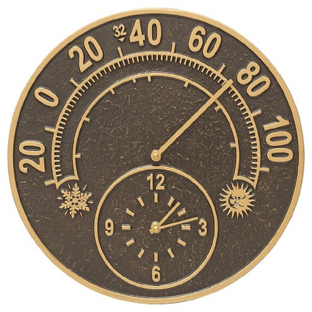 Whitehall Solstice Thermometer Outdoor Wall Clock