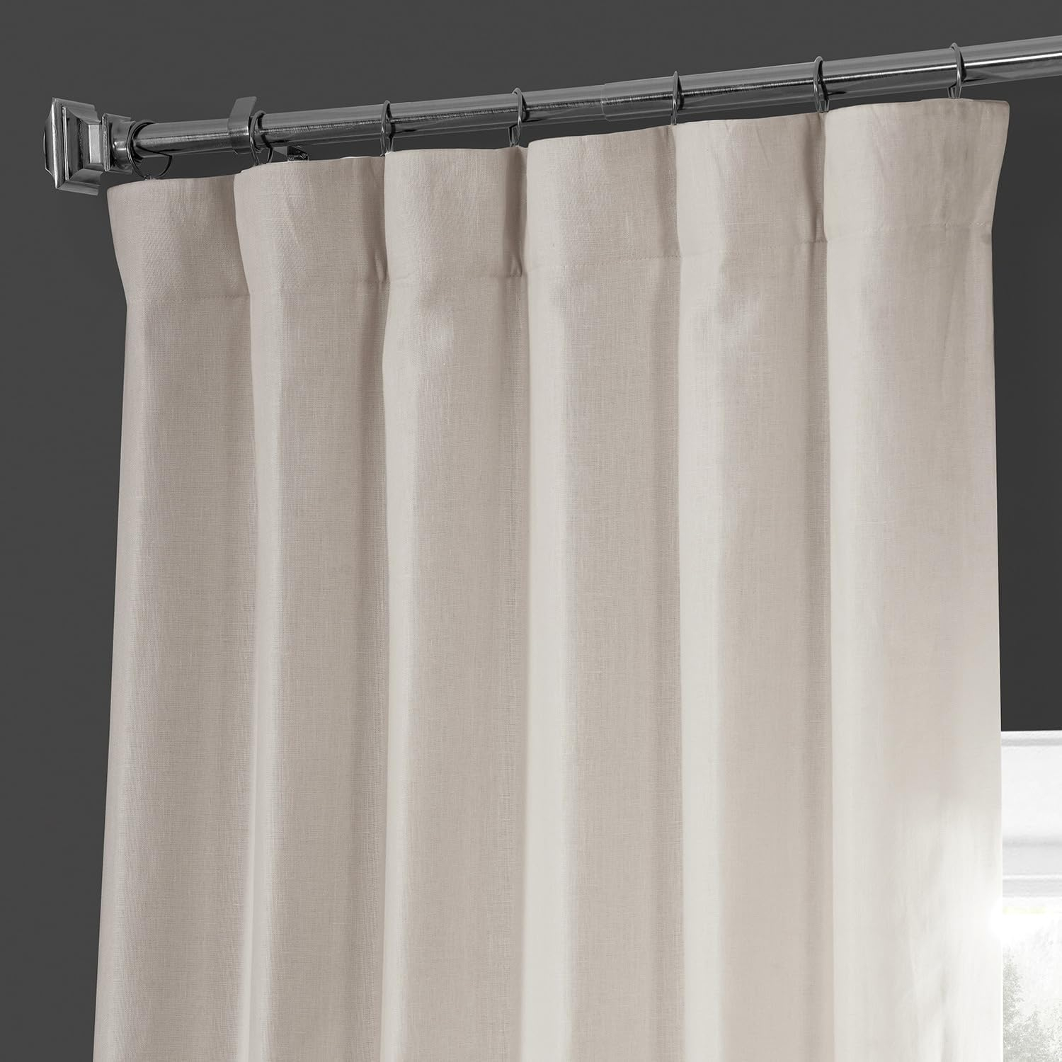 Exclusive Fabrics  French Linen Room Darkening Curtains Panel - Elegant luxurious Drapes (1 Panel) Ancient Ivory 50 X 120 120 Inches