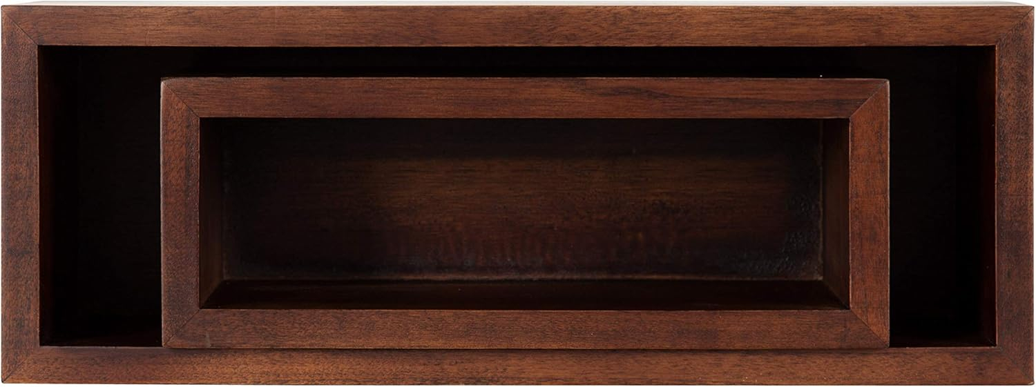 Kate and Laurel Domio Mid-Century Pocket Wall Organizer, Set of 2, Walnut Brown, Wood Office Organizer for Wall