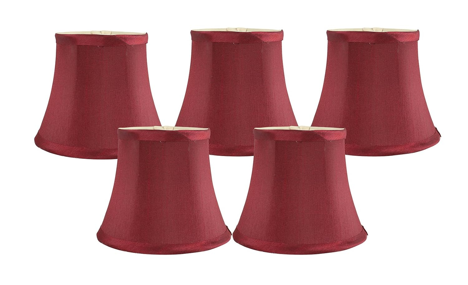 Meriville Set of 5 Burgundy Faux Silk Clip On Chandelier Lamp Shades, 4-inch by 6-inch by 5-inch