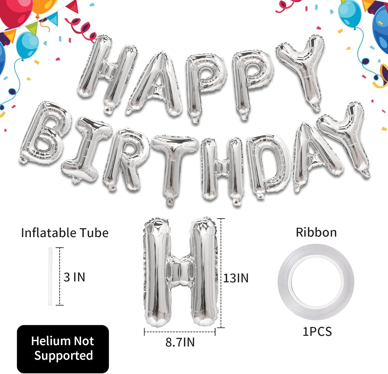 16 inch Happy Birthday Balloons Gold Balloon Banner Aluminum Foil Letters Banner Balloons for Party Supplies and Birthday Decorations