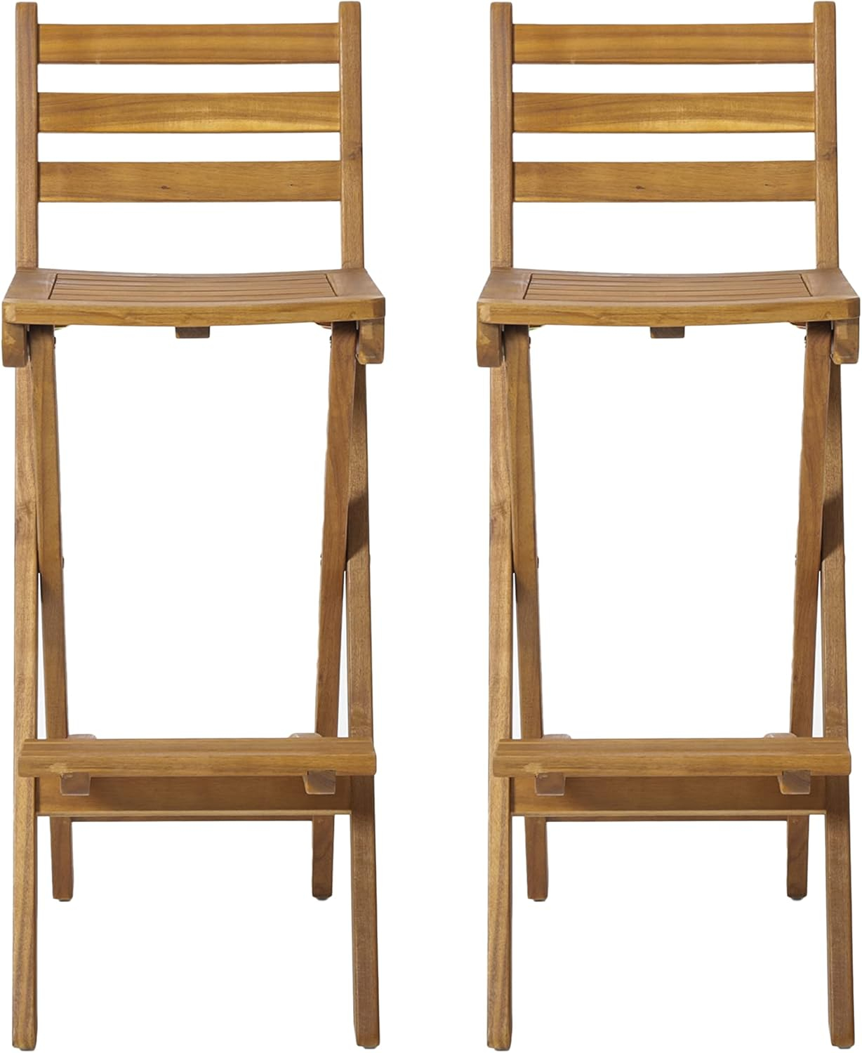 Christopher Knight Home Tundra Outdoor Foldable Wood Barstool Set, 2-Pcs Set, Natural