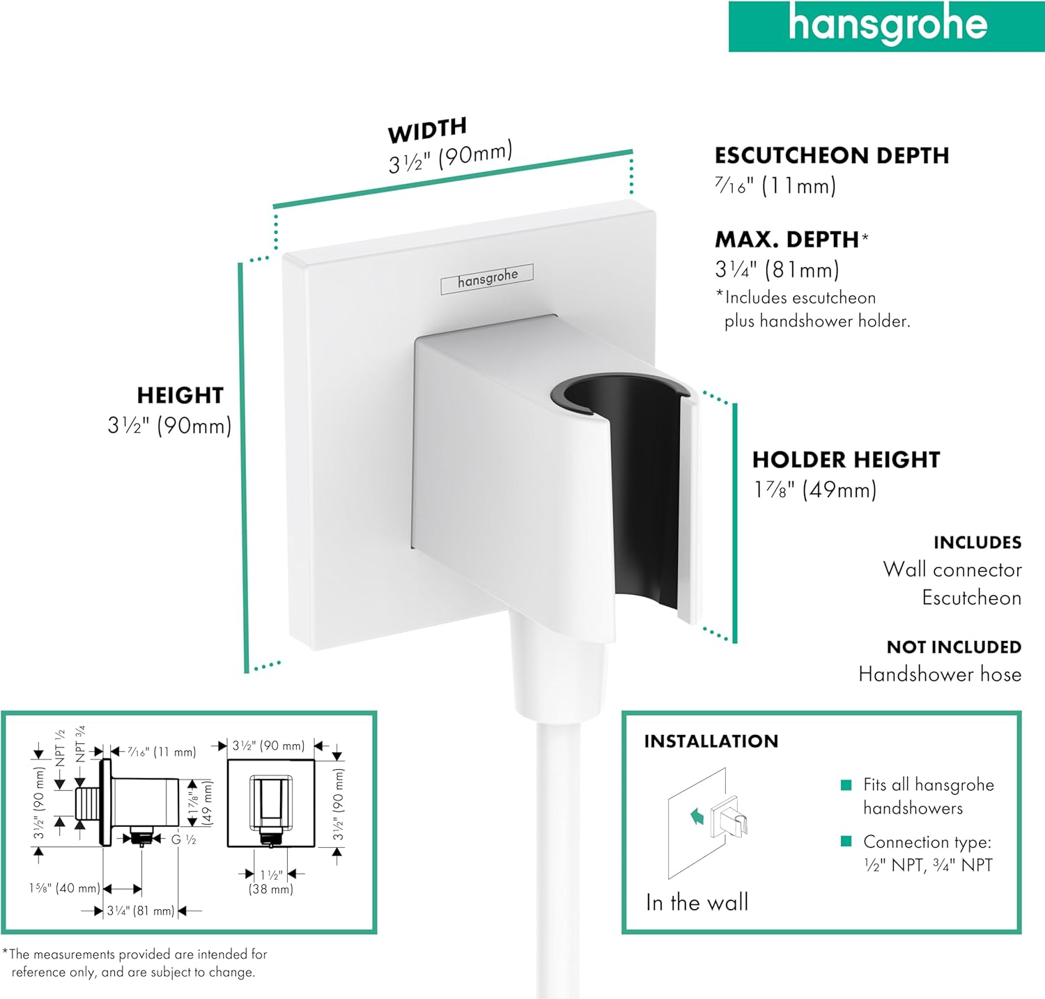 hansgrohe FixFit E Wall Outlet with Handshower Holder