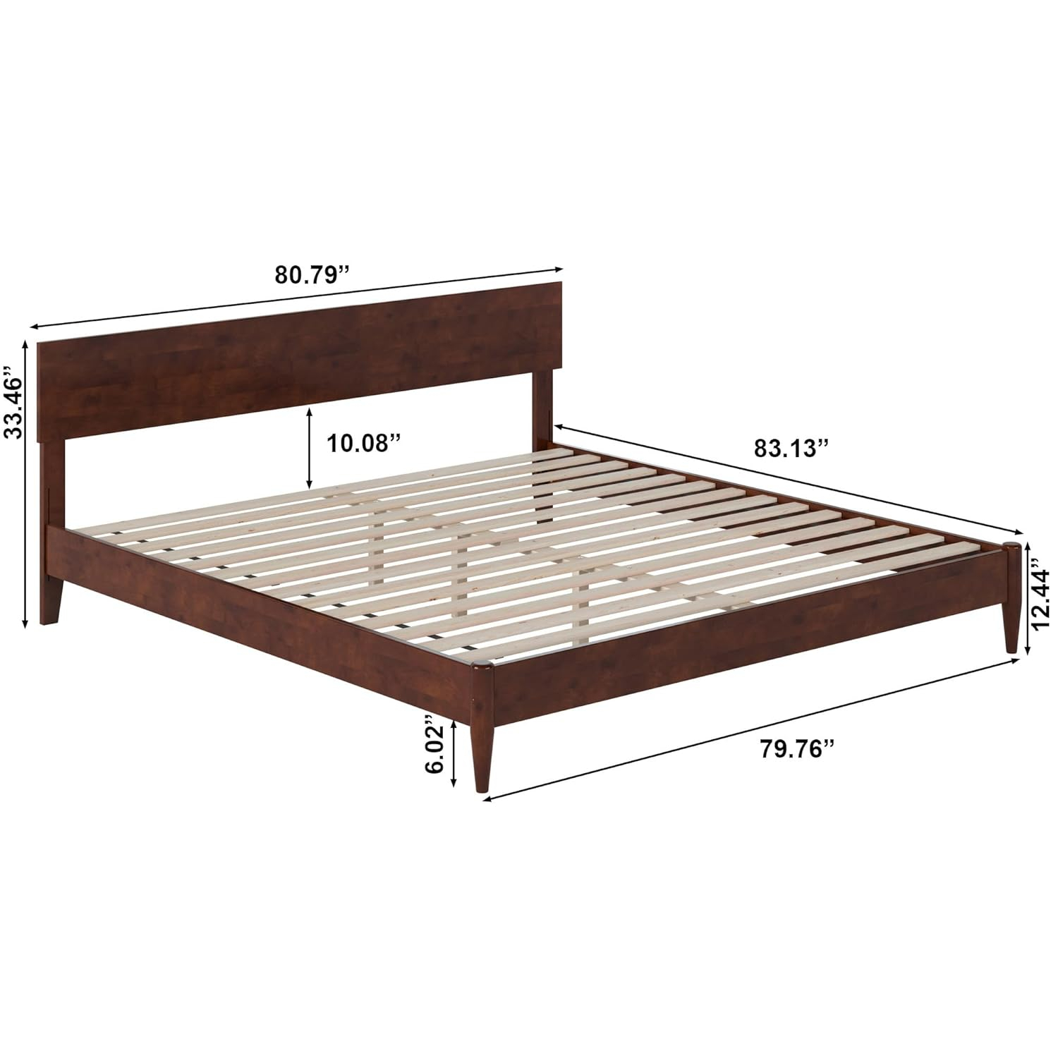 AFI Aria Queen Modern Solid Wood Low Profile Platform Bed, Walnut