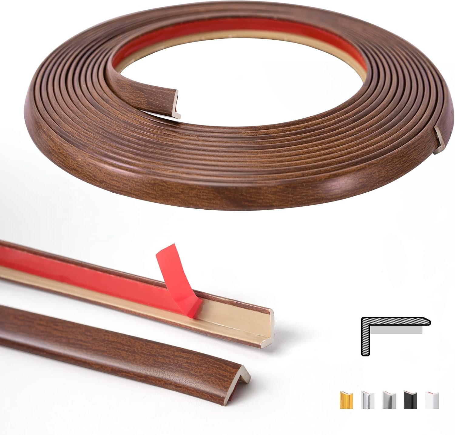 Art3d 20ft Outside Vinyl Corner Trim Peel and Stick for Tile and Wall Edges, Furniture Decoration (Grey Oak)