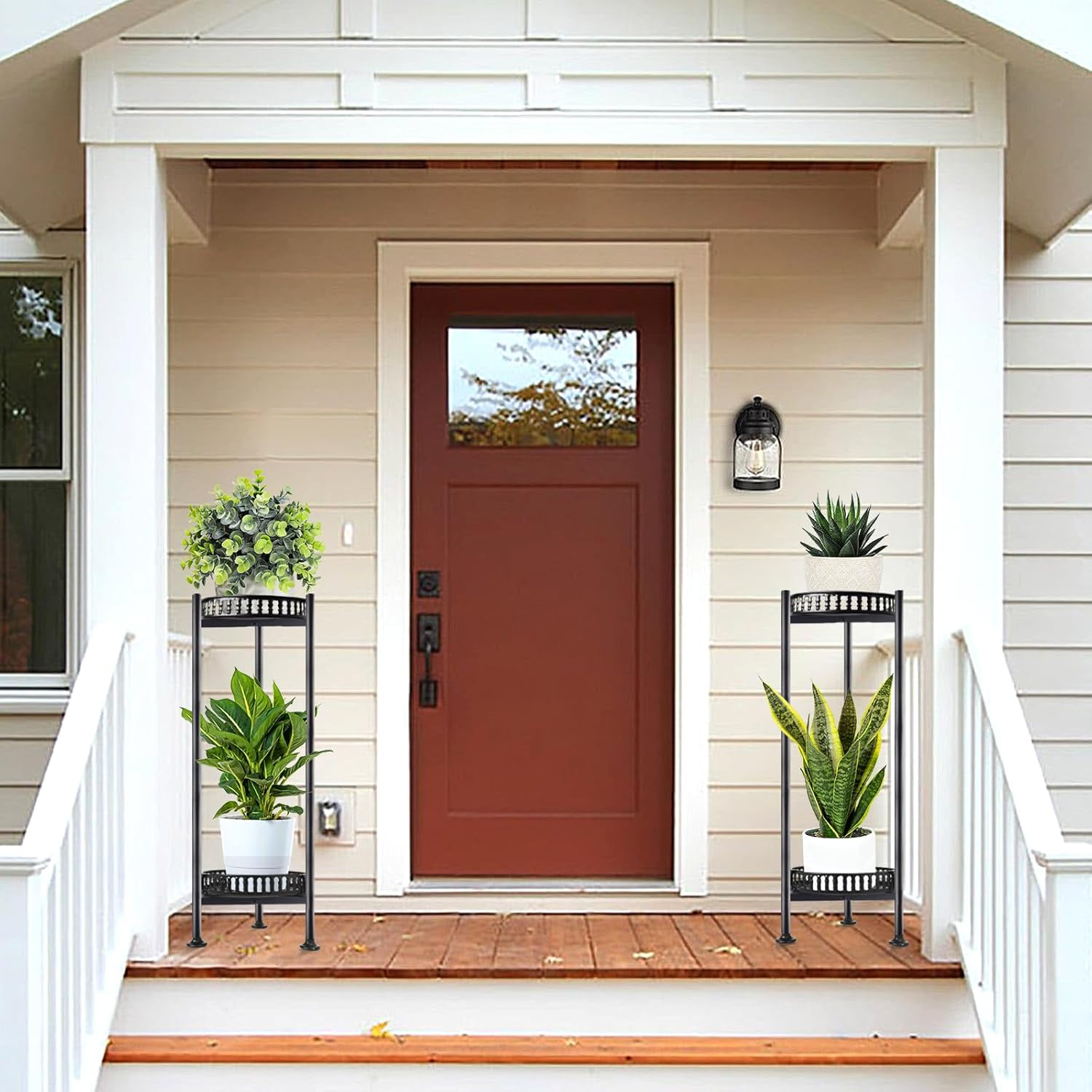 30'' Tall Plant Stand 2 Tier Metal Planter Stand