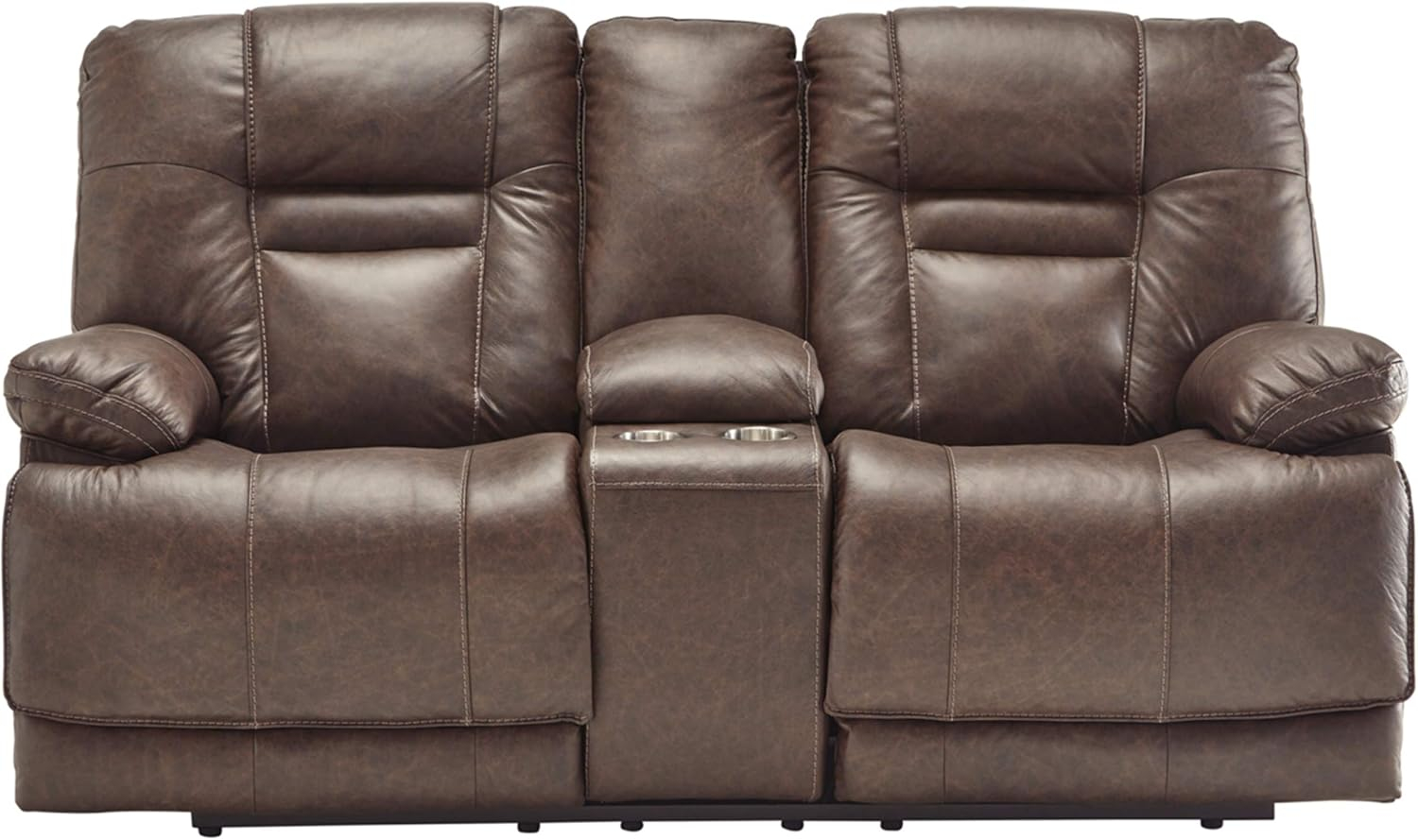 Signature Design by Ashley Wurstrow Leather Power Reclining Sofa in Smoke
