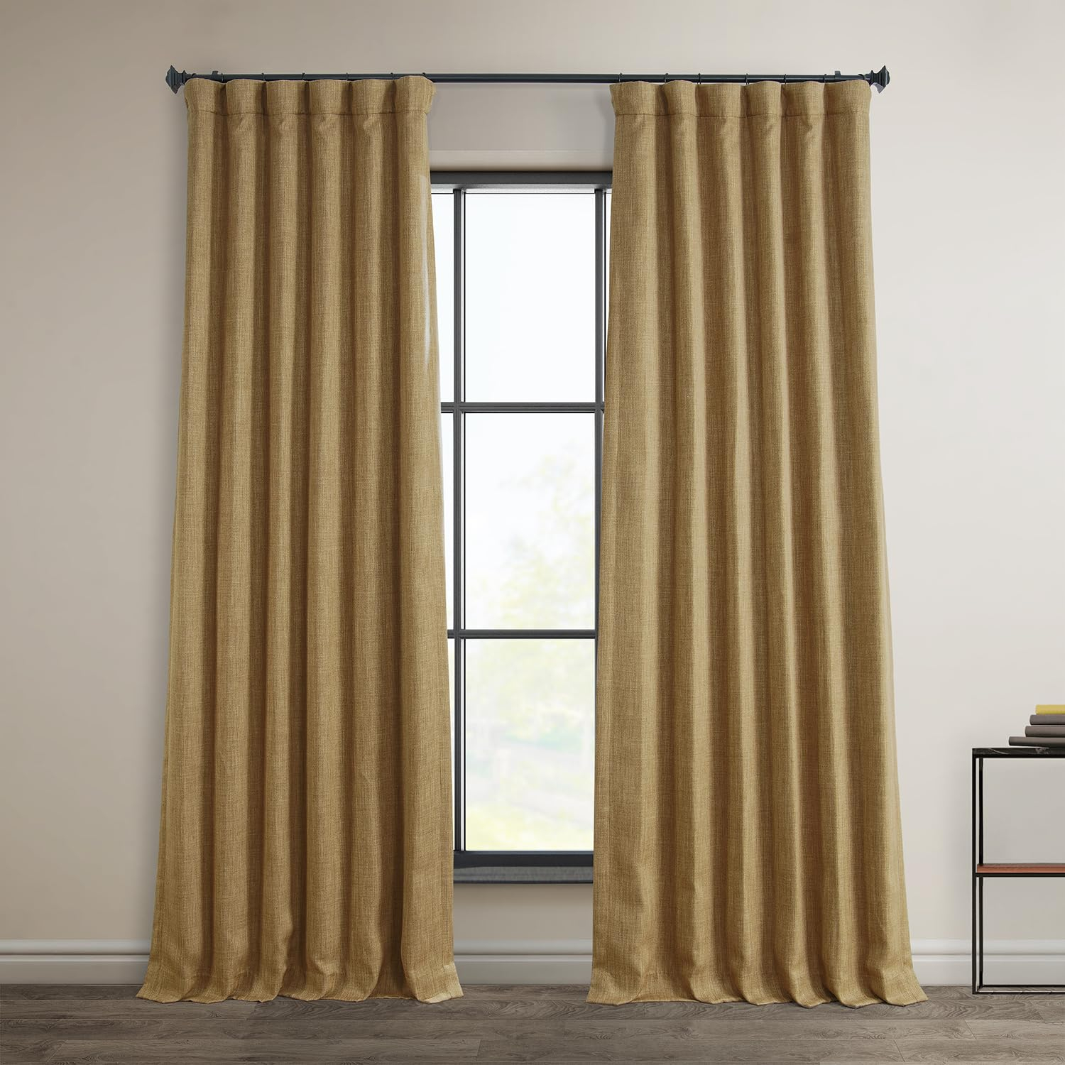 HPD Half Price Drapes Butterscotch Faux Linen Room Darkening Curtains for Bedroom & Living Room Curtains (1 Panel), Door & Window Curtains 120 inches long, 50W X 120L