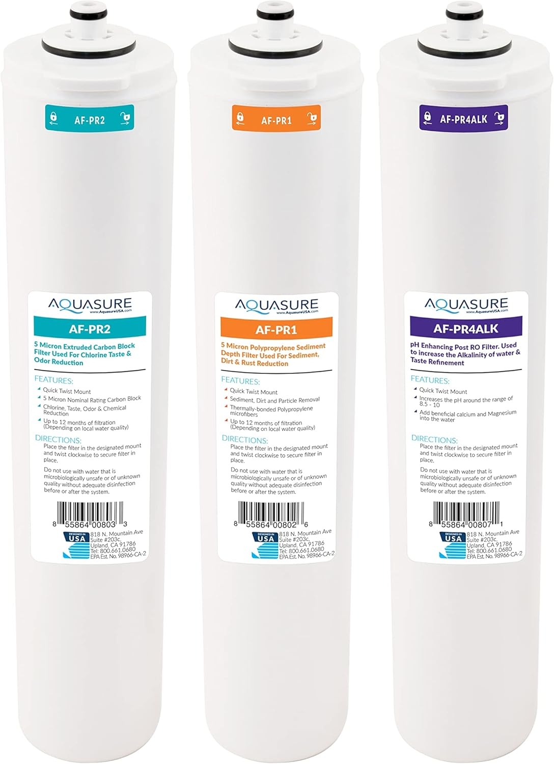 Aquasure ‎‎Premier Series Stage 1, 2 & 4 Replacement Water Filter Cartridge Set for AS-PR75/AS-PR100