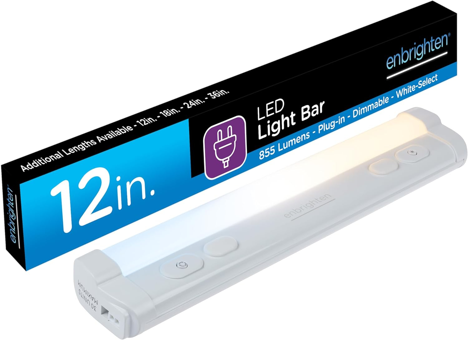 Enbrighten 12 inch Plug-in Under Cabinet Lights, 855 Lumens, Five White Settings from (2700K-6500K), Full Range Dimmable, One-Touch Sync Control, Linkable Under Counter Lights for Kitchen 82783-T1