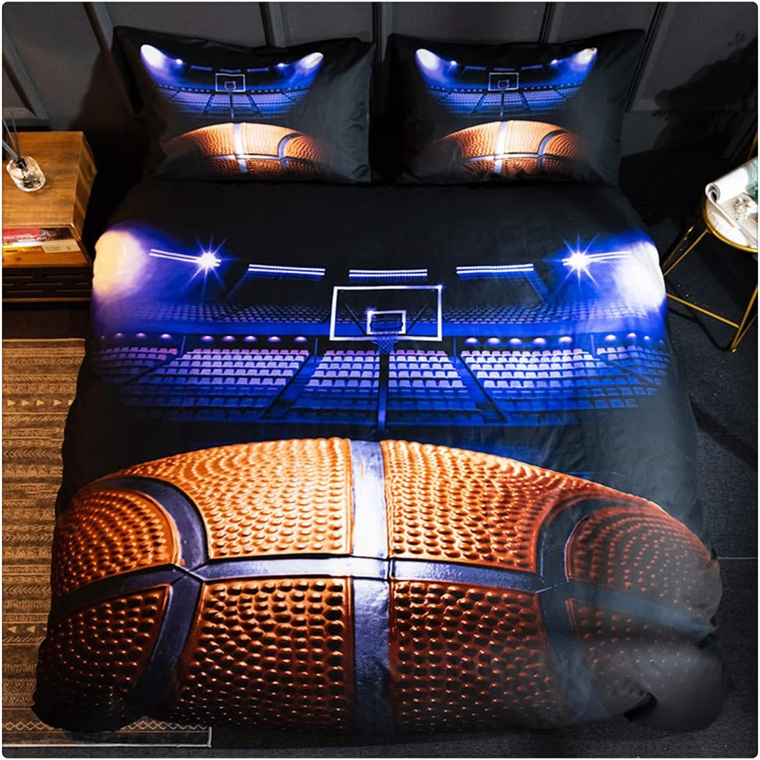 Basketball Bedding Set Basketball Comforter Set Sports Kids Bedding Set Bed in a Bag for Boys Girls 1 Duvet Cover 2 Pillowcases, NO Comforter