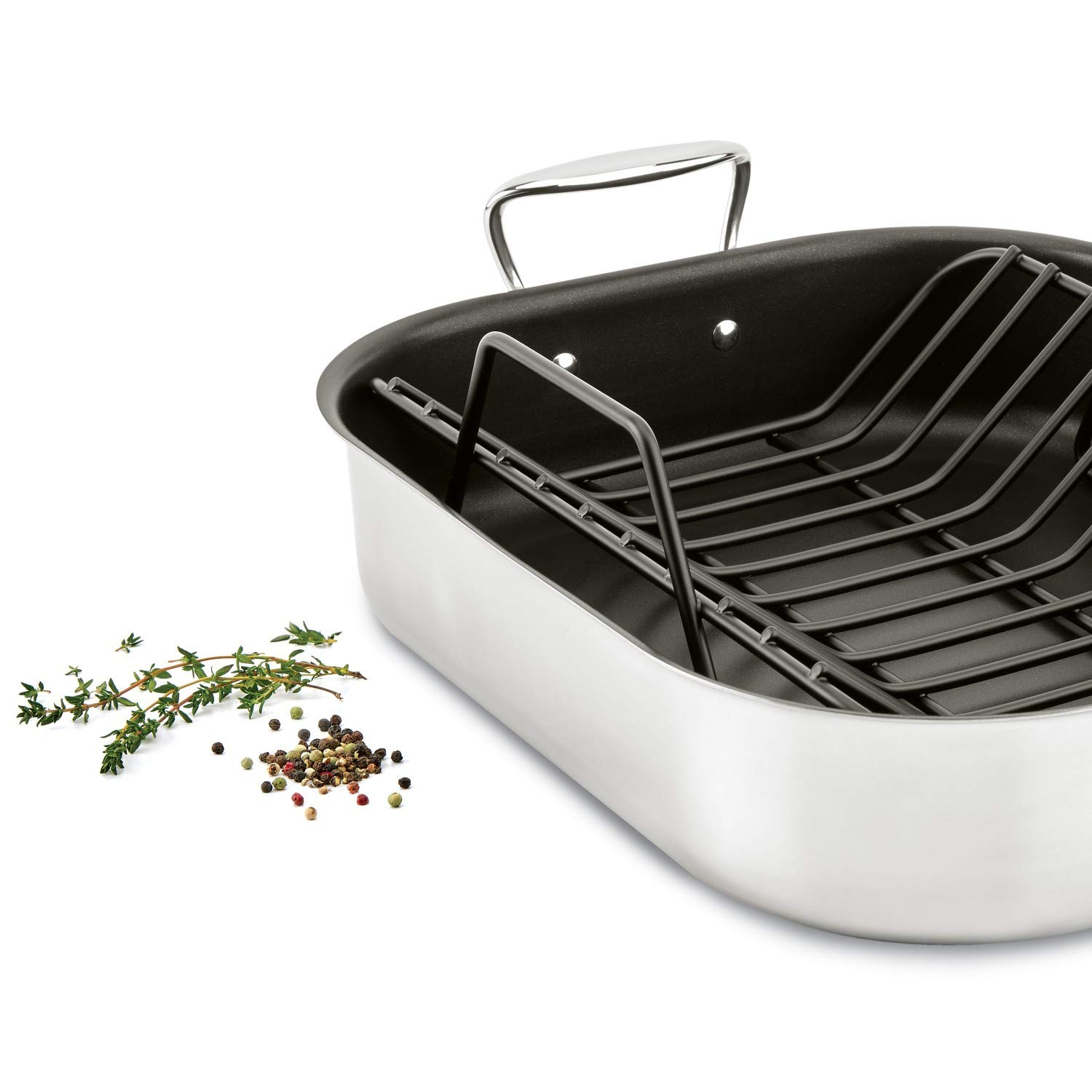 Large Stainless Steel Nonstick Roasting Pan with Rack and Handles