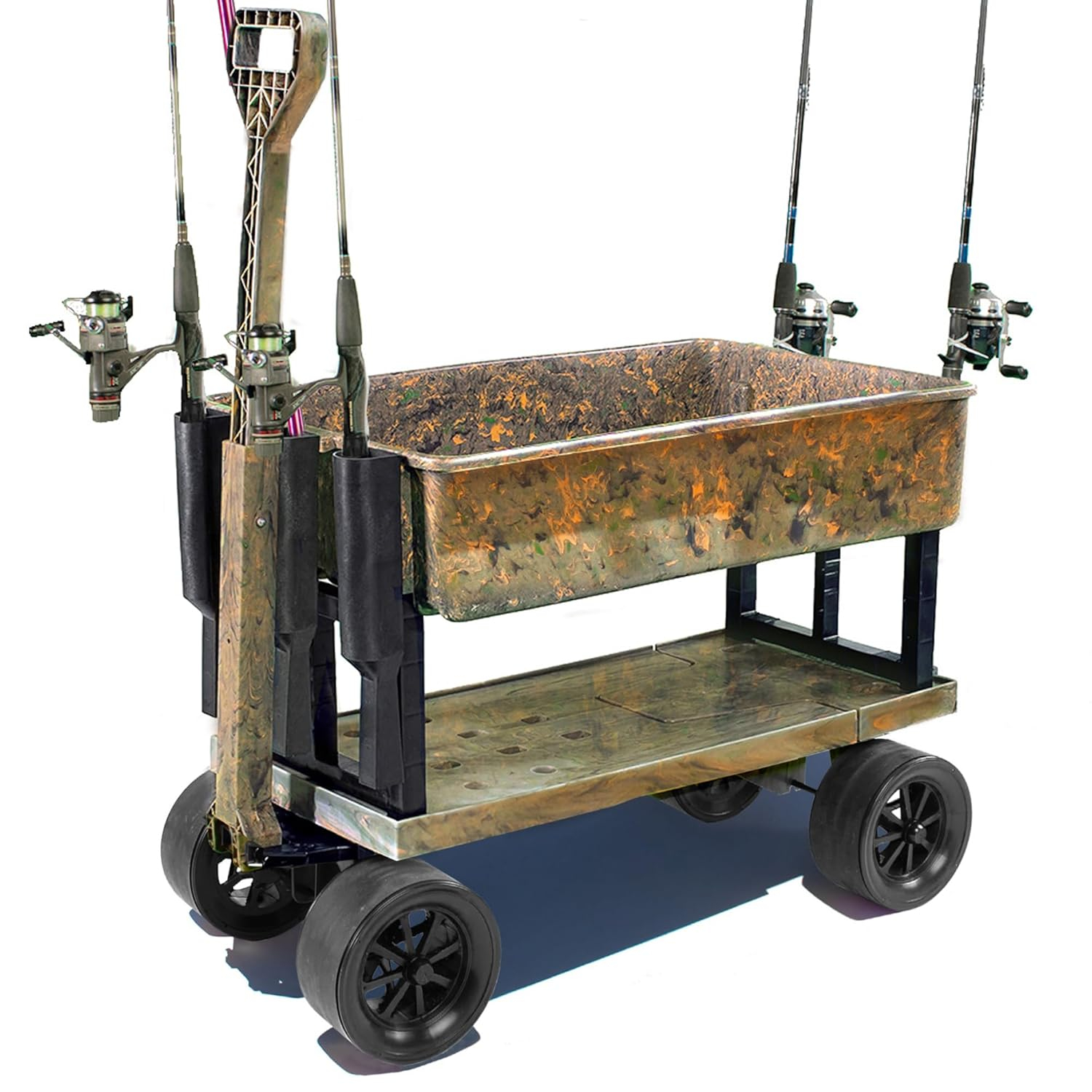 Mighty Max Cart® Camo Outdoor Fishing Cart, Cooler Wheel Kit, Never-Flat 8-Inch Wheels, with CamoTub