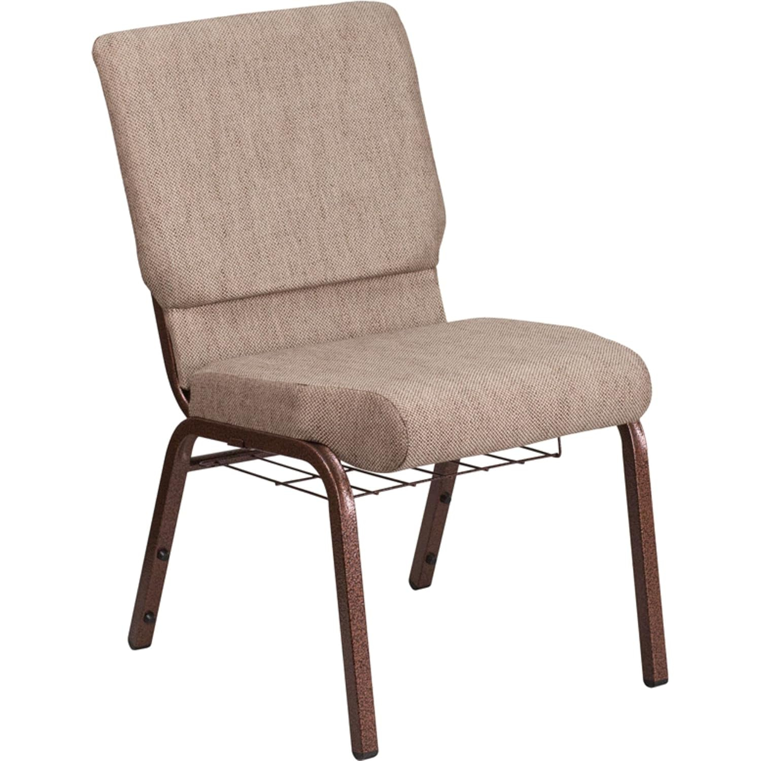 Beige Fabric Waterfall Seat Side Chair with Copper Steel Frame