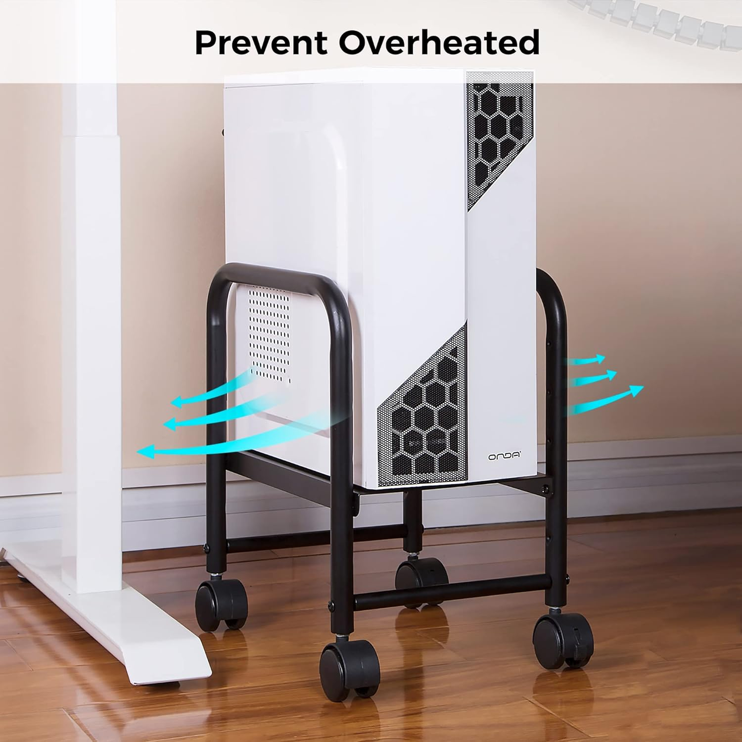 EUREKA ERGONOMIC Computer Cart Height Adjustable Mobile Cart CPU Stand Steel Rolling Stand Cart Hold Productser Locking Wheels for Home Desk Office Desk Black