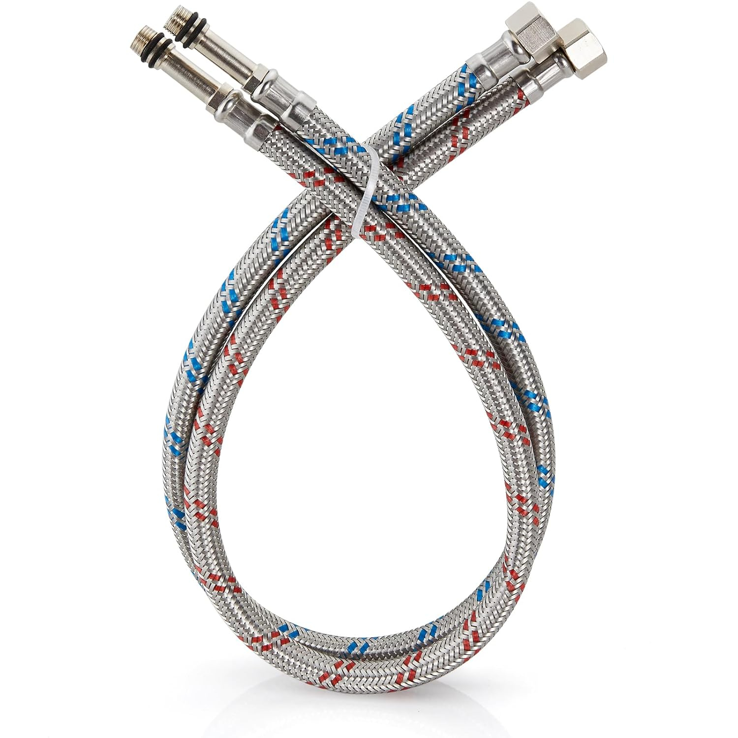 Midanya 24-Inch Long Faucet Connector Braided Stainless Steel Supply Hose 3/8-Inch Female Compression Thread x M10 Male Connector, x 2 Pcs (1 Pair)