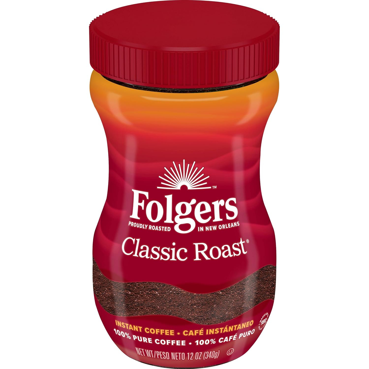 Folgers Classic Medium-Dark Roast Instant Coffee in Jar