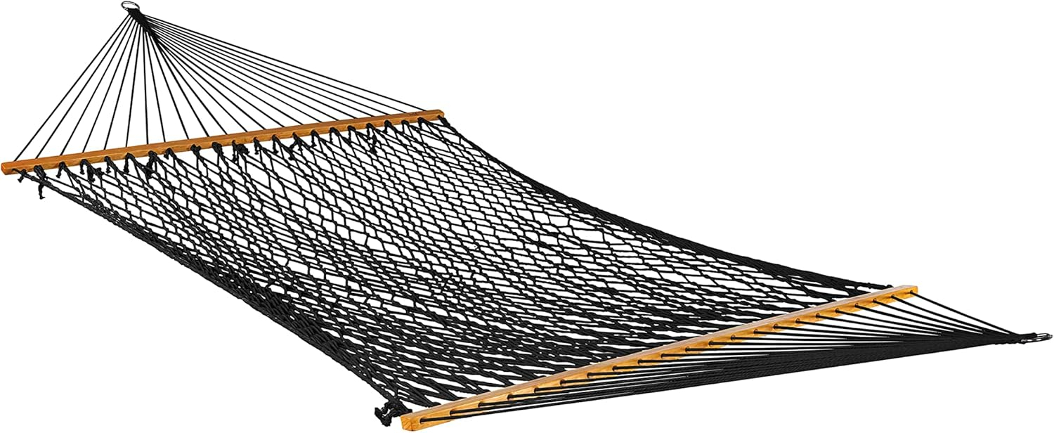 Bliss Hammocks Cotton Rope Hammock W/ Spreader Bar, 60-in. Wide, 450 lb. Capacity - Black