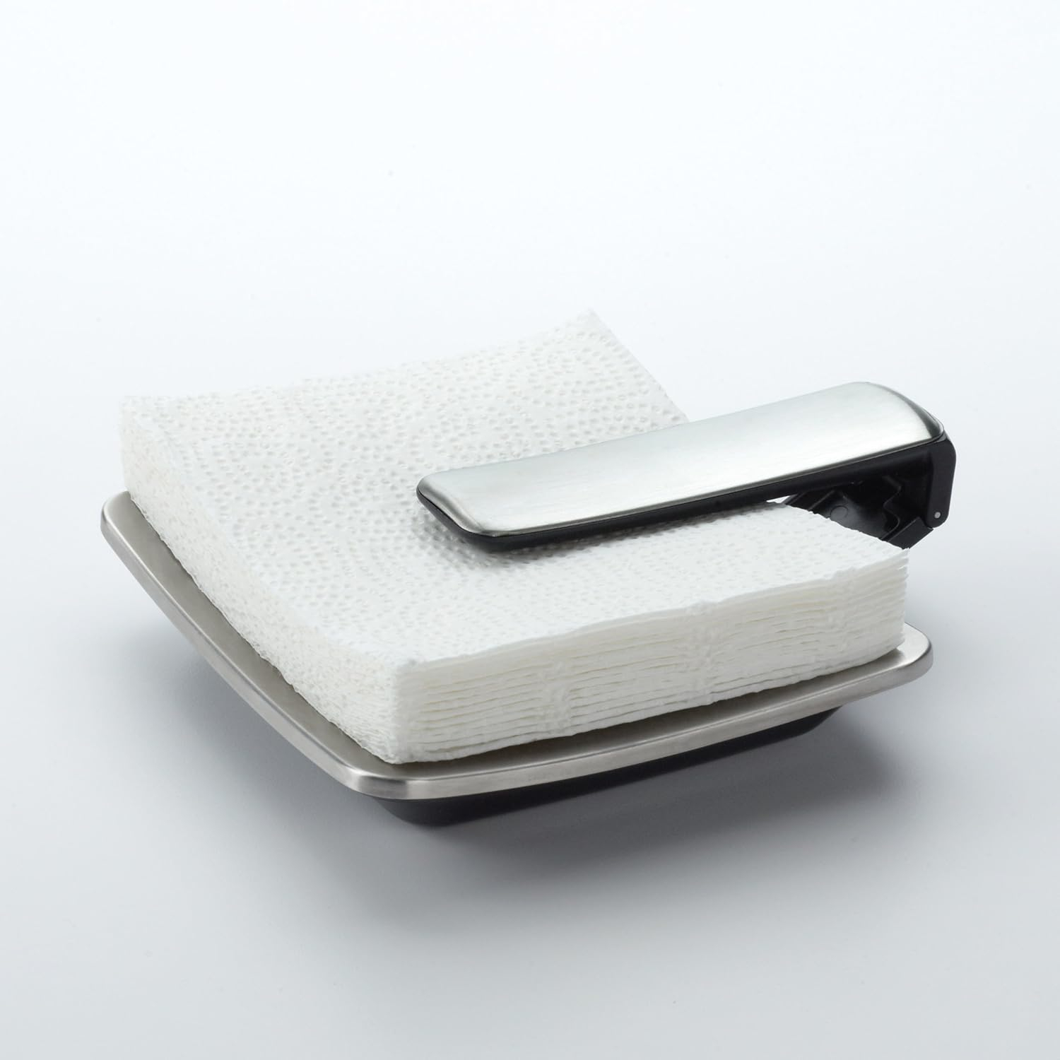 OXO Good Grips SimplyPull Napkin Holder, Stainless Steel, Silver/Black
