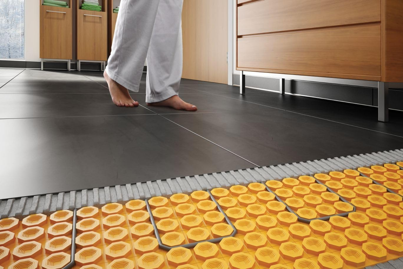 Schluter Ditra-Heat Electric Floor Heating Membrane with Uncoupling, Waterproofing, Vapor Management and Load Support - Ideal for Tiles and Stone - 1/4" Thickness, 8.4 Square Feet - DH5MA