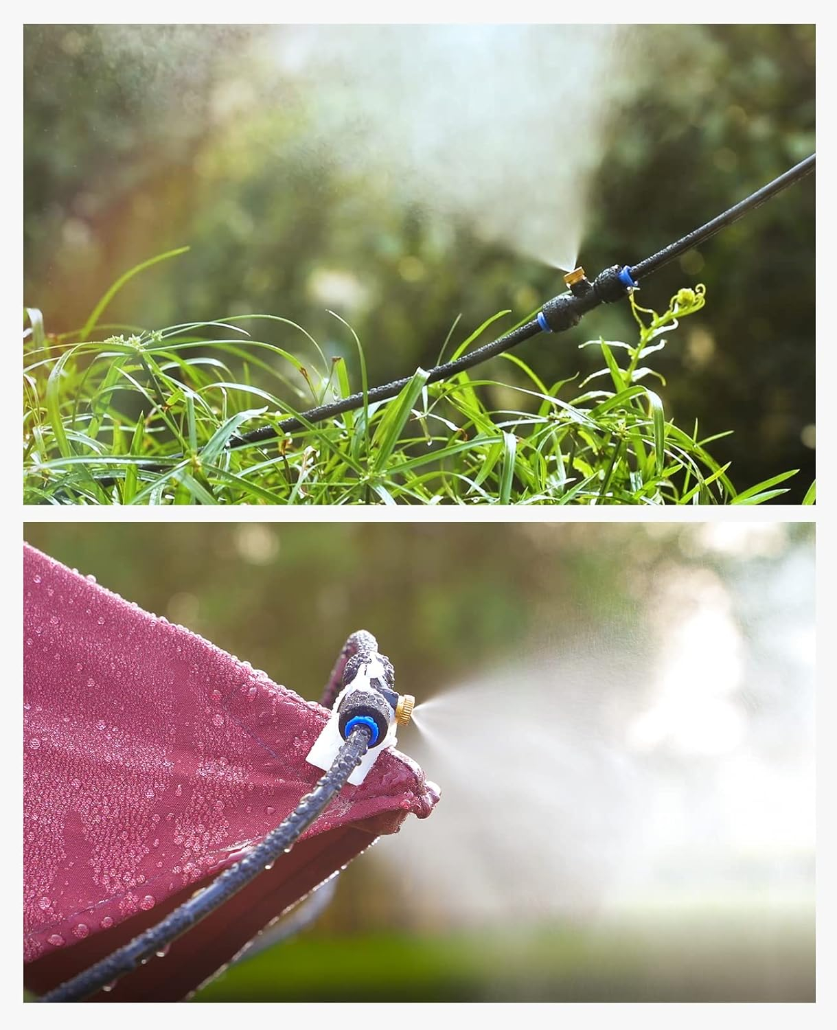 HOMENOTE Misting Cooling System, 26FT (8M) Misting Line + 7 Brass Mist Nozzles + Brass Adapter(3/4") Outdoor Mister for Patio Garden Greenhouse Trampoline for Waterpark