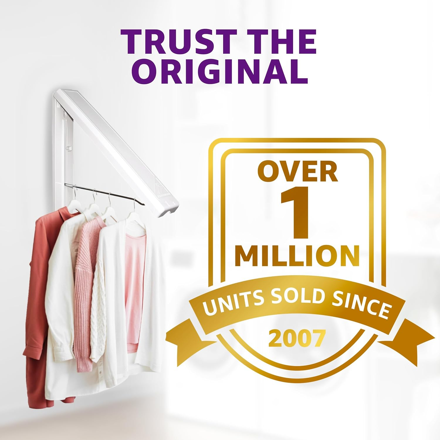 Arrow Hanger Wall Mount Clothing Hanging System, White