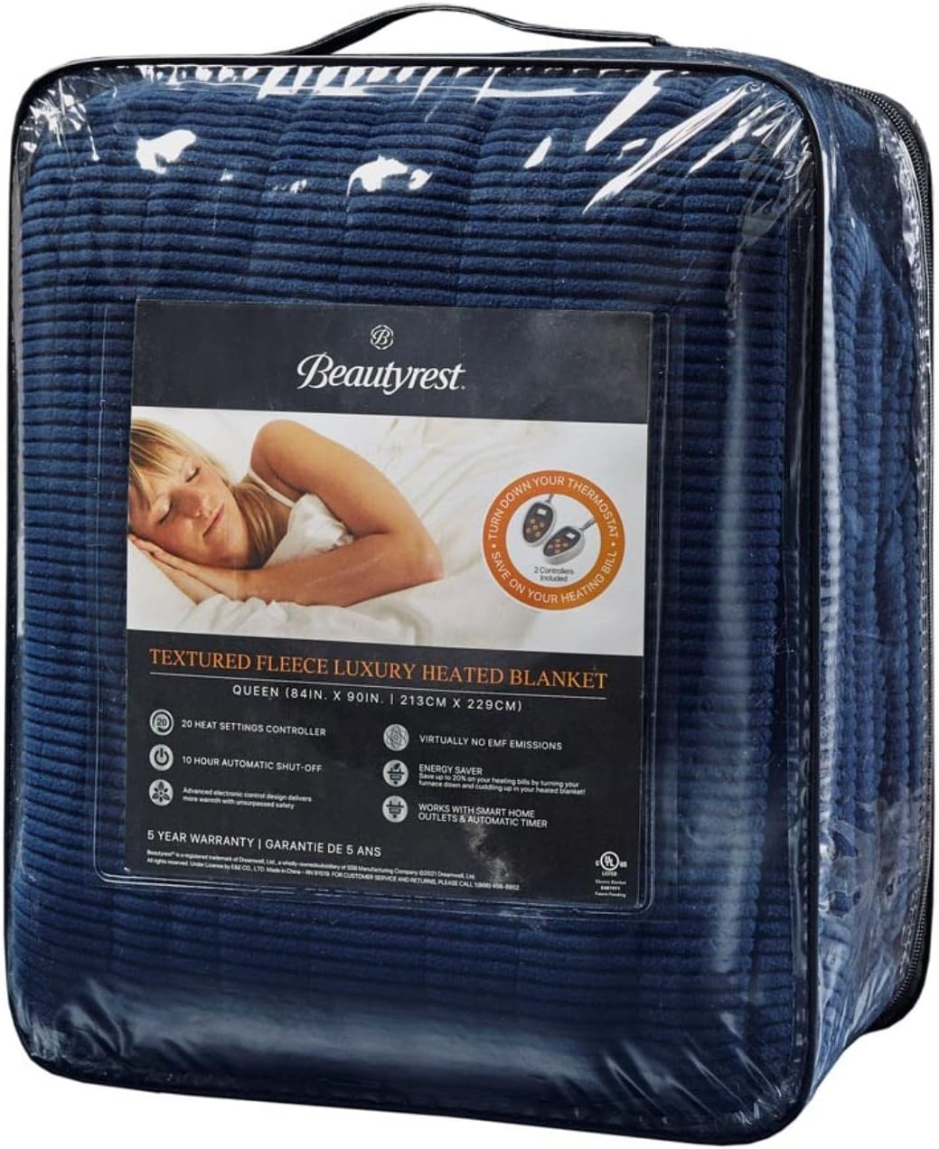 Beautyrest Electric Blanket - Twin - Navy