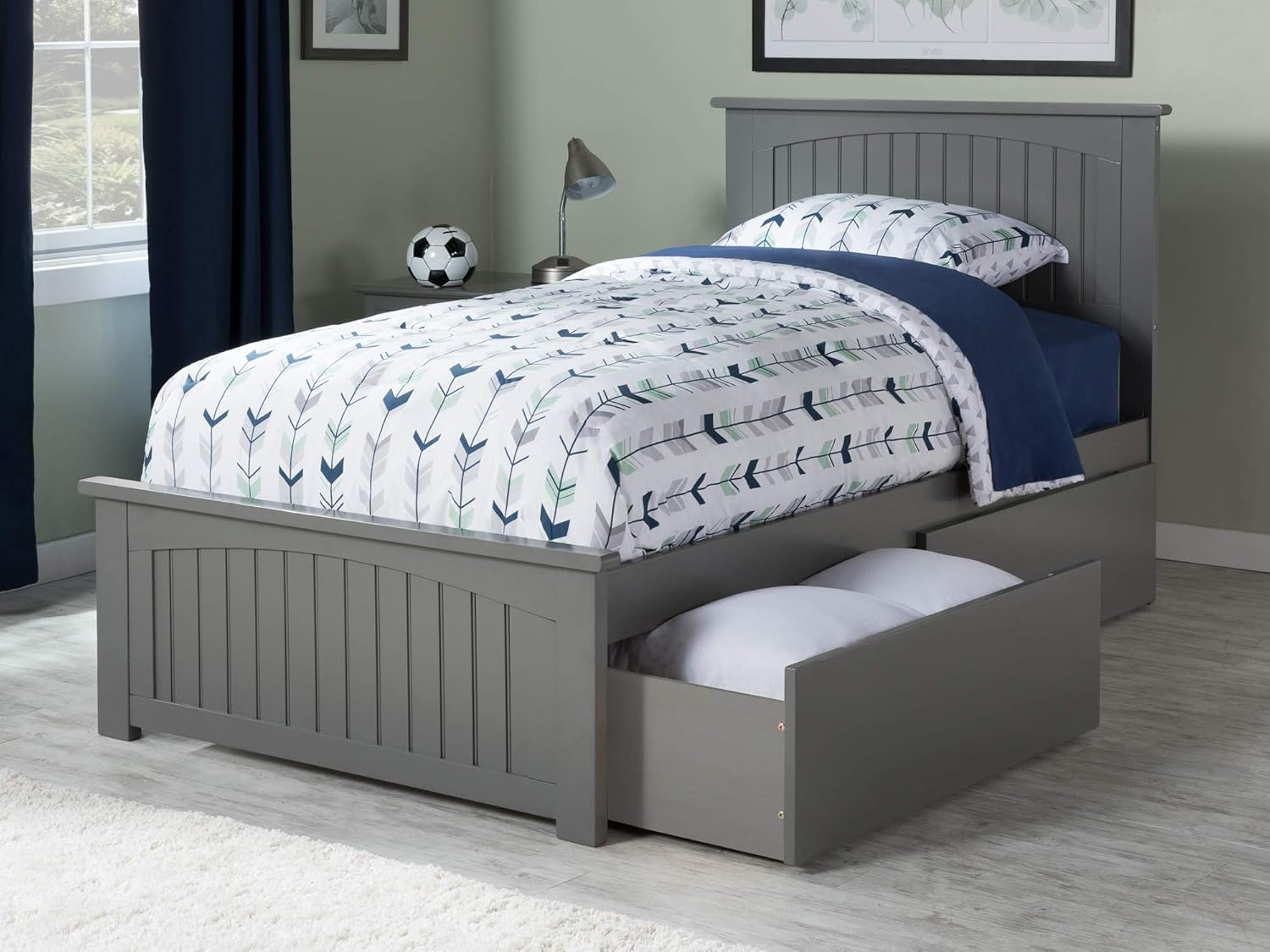 AFI Nantucket Twin Wood Platform Bed with Matching Footboard and Storage Drawers, Espresso
