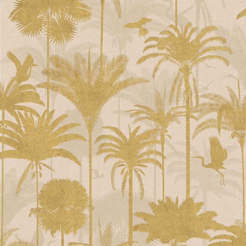 Tempaper Royal Palm Metallic Gold Peel and Stick Wallpaper, 20.5" x 16.5'
