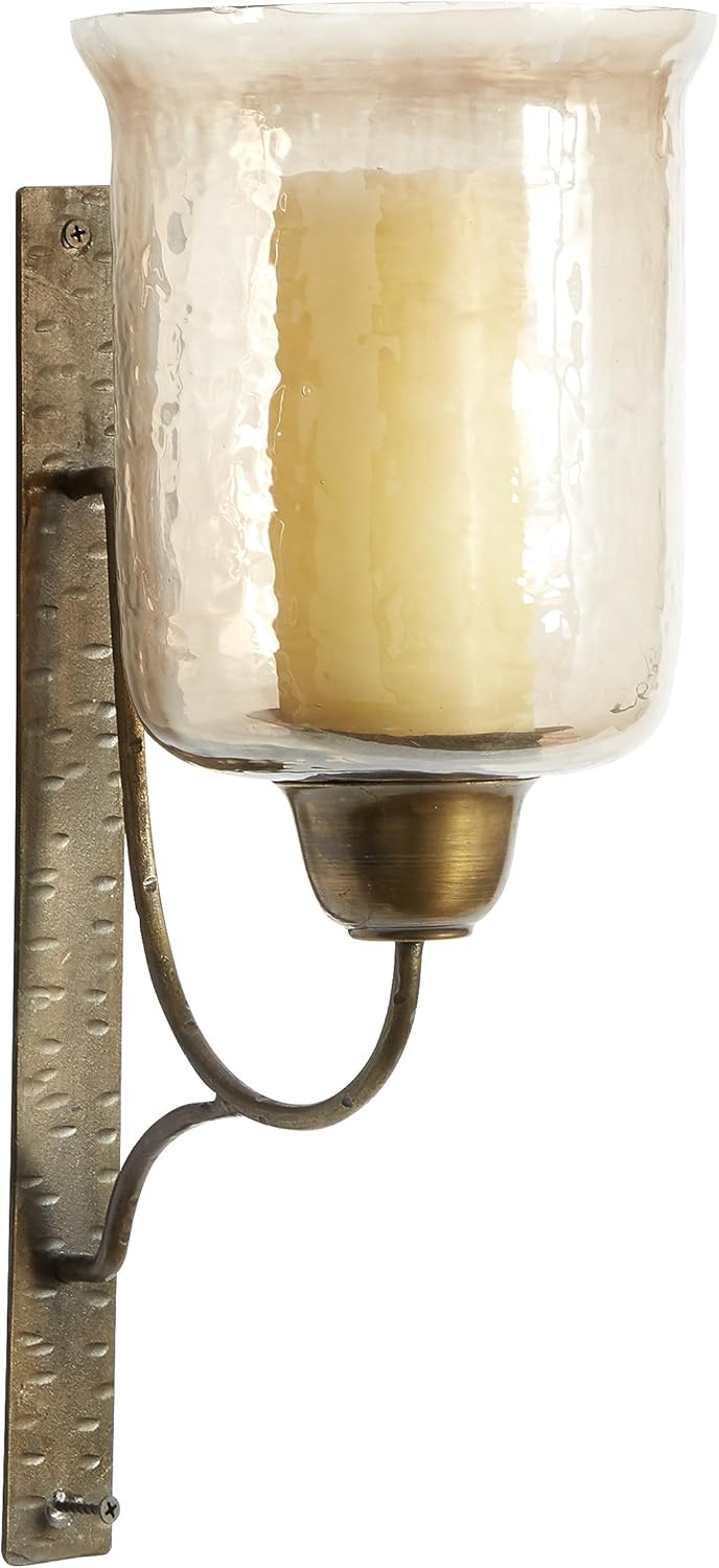 DecMode Bronze Metal Geometric Handmade Pillar Wall Sconce with Smoked Glass