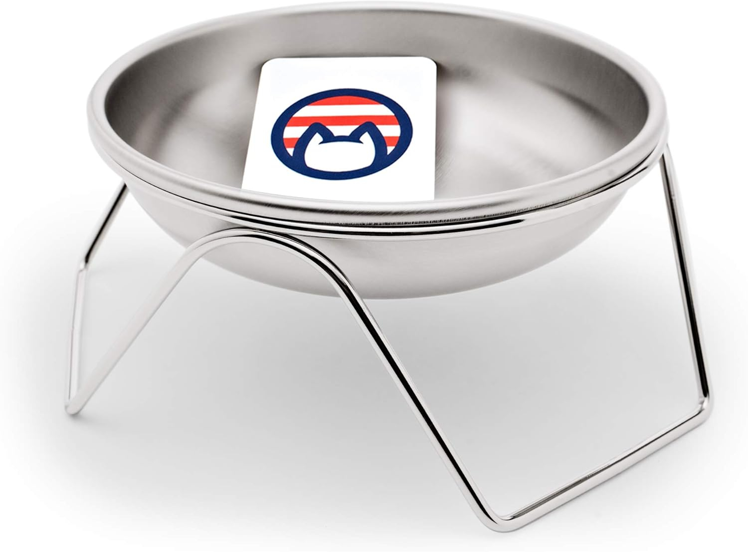Raised Cat Bowl Stand for Food & Water by Americat – Made in USA – Stainless Steel, Spill-Proof Elevated Feeder, Dishwasher Safe, Human Grade, Whisker Friendly