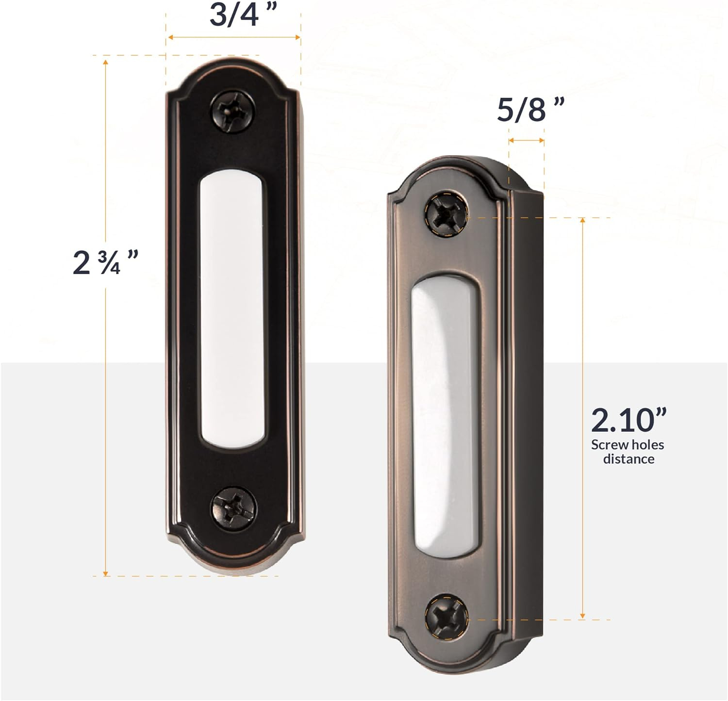 Newhouse Hardware LED Lighted Metal Door Chime Push Button (Oil-Rubbed Bronze) | Surface Mount Lighted Door Bell Button | Replacement Wired Doorbell Button for Most Door Bell Chimes