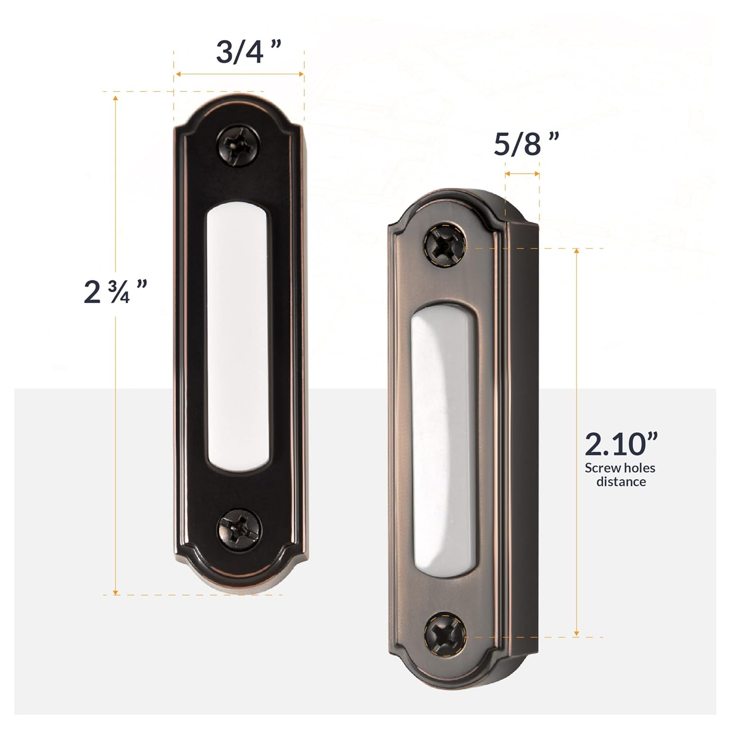 Newhouse Hardware LED Lighted Metal Door Chime Push Button (Oil-Rubbed Bronze) | Surface Mount Lighted Door Bell Button | Replacement Wired Doorbell Button for Most Door Bell Chimes