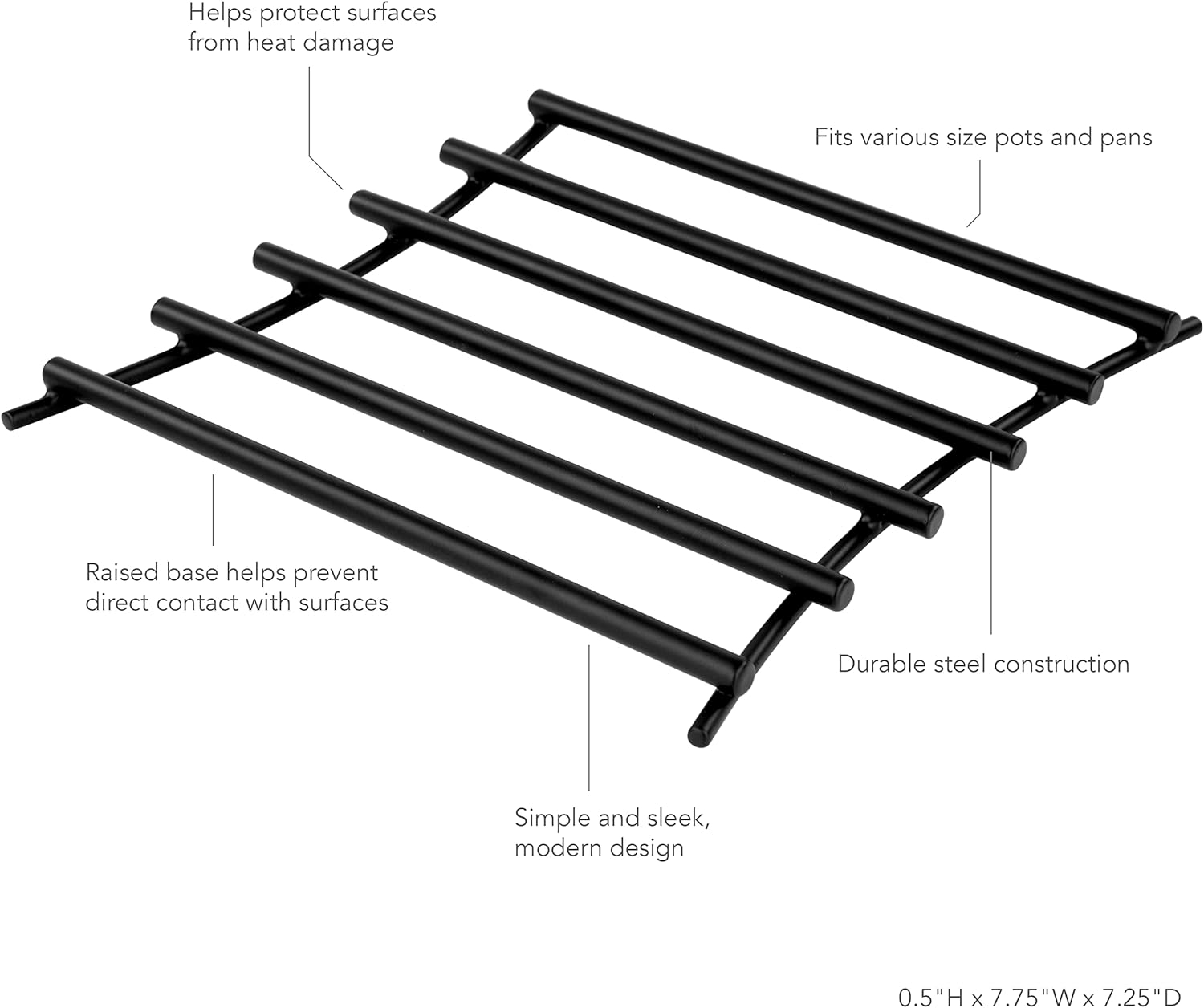 Black Steel Euro Trivet for Hot Dishes