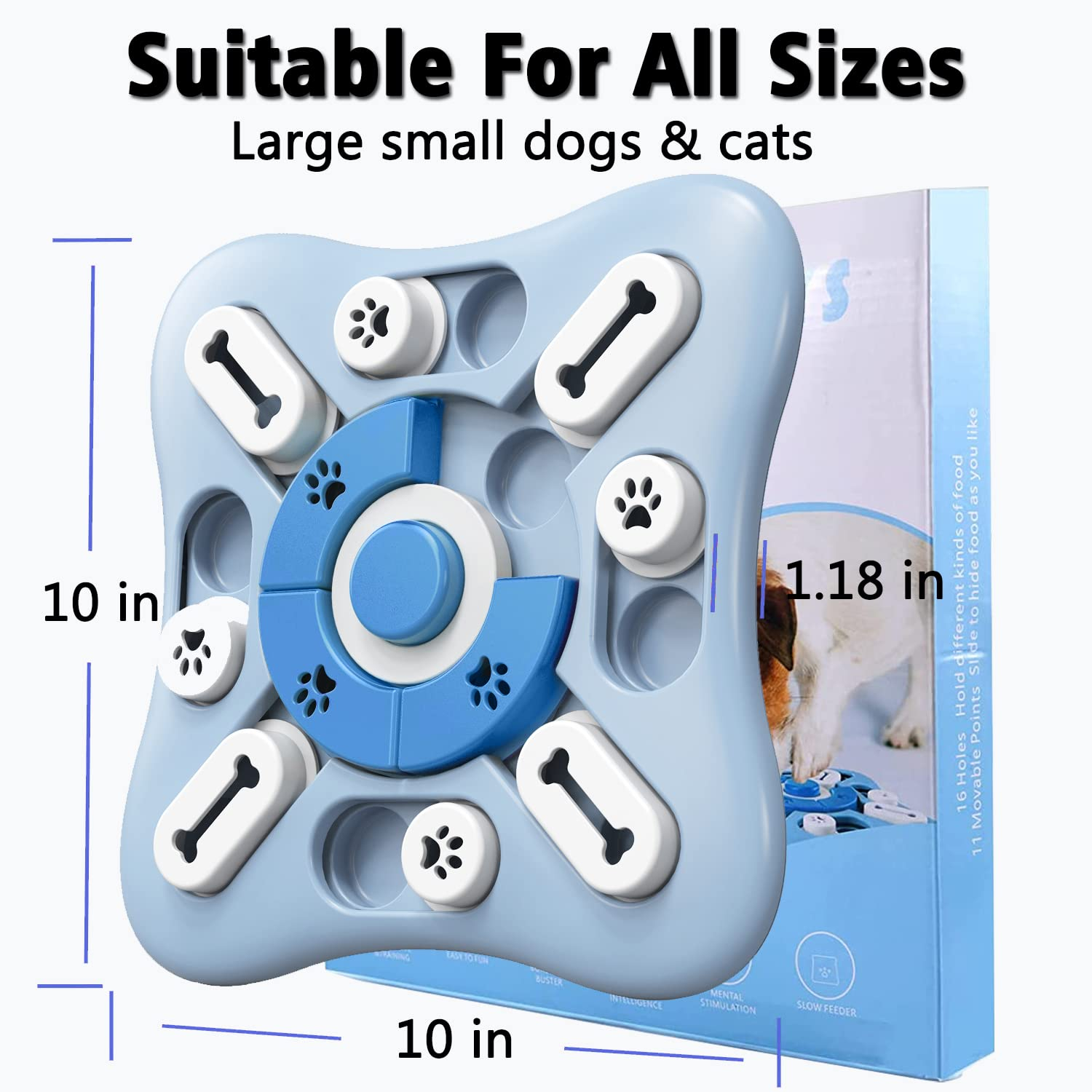 Interactive Dog Puzzle Toy for Large, Medium, Small Smart Dogs - Enrichment and Mental Stimulation for Training - Treat Chew Gifts for Dogs Puppies & Cats (Sky Blue)