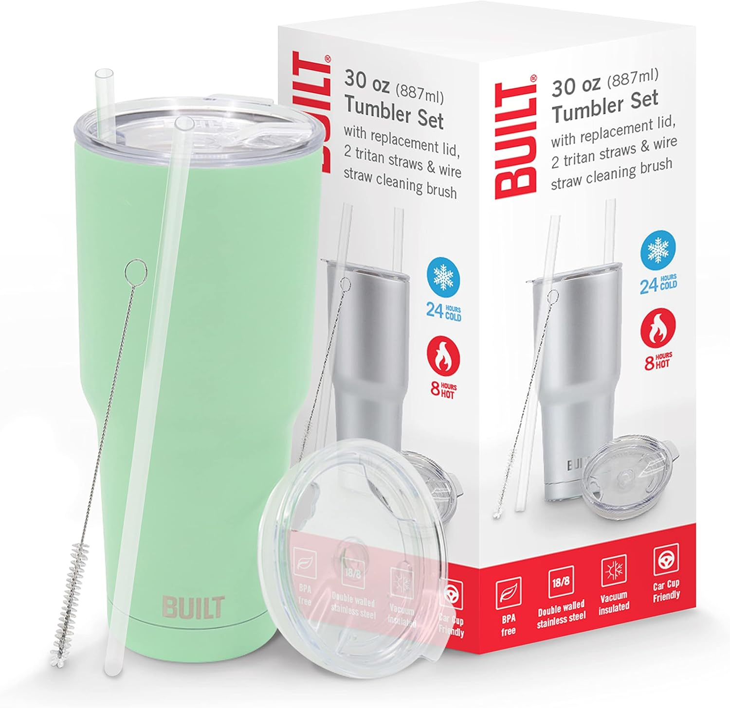 30 Ounce Mint Green Double Walled Stainless Steel Travel Tumbler